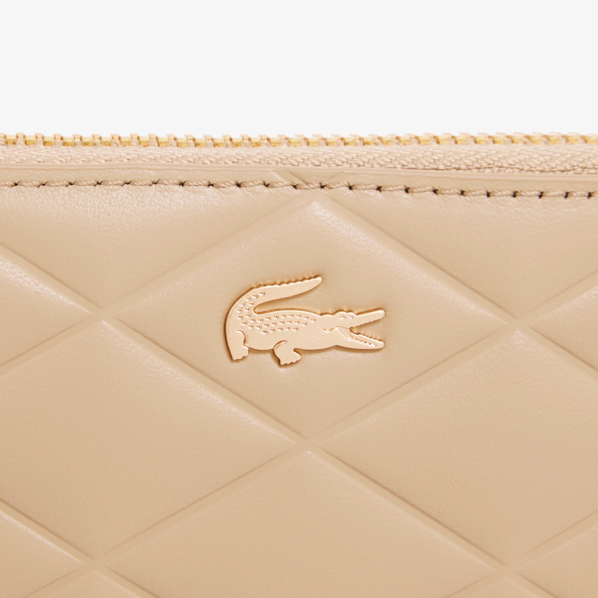 クロコダイル キルティングレザーラウンドジップミニウォレット