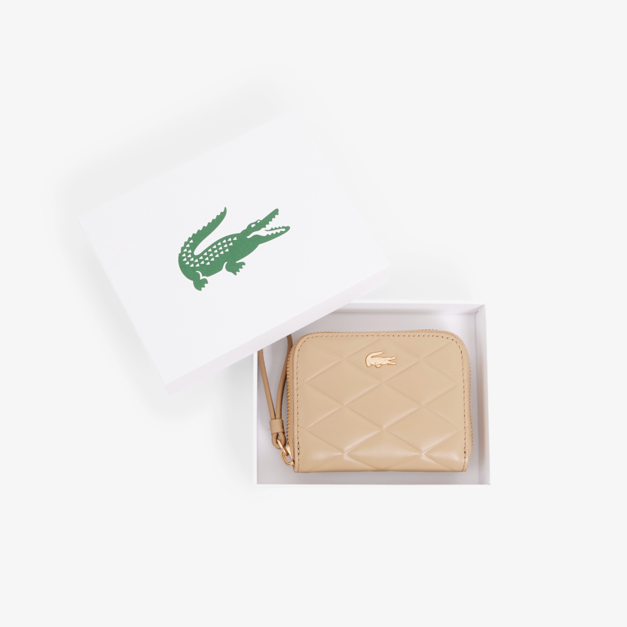 クロコダイル キルティングレザーラウンドジップミニウォレット