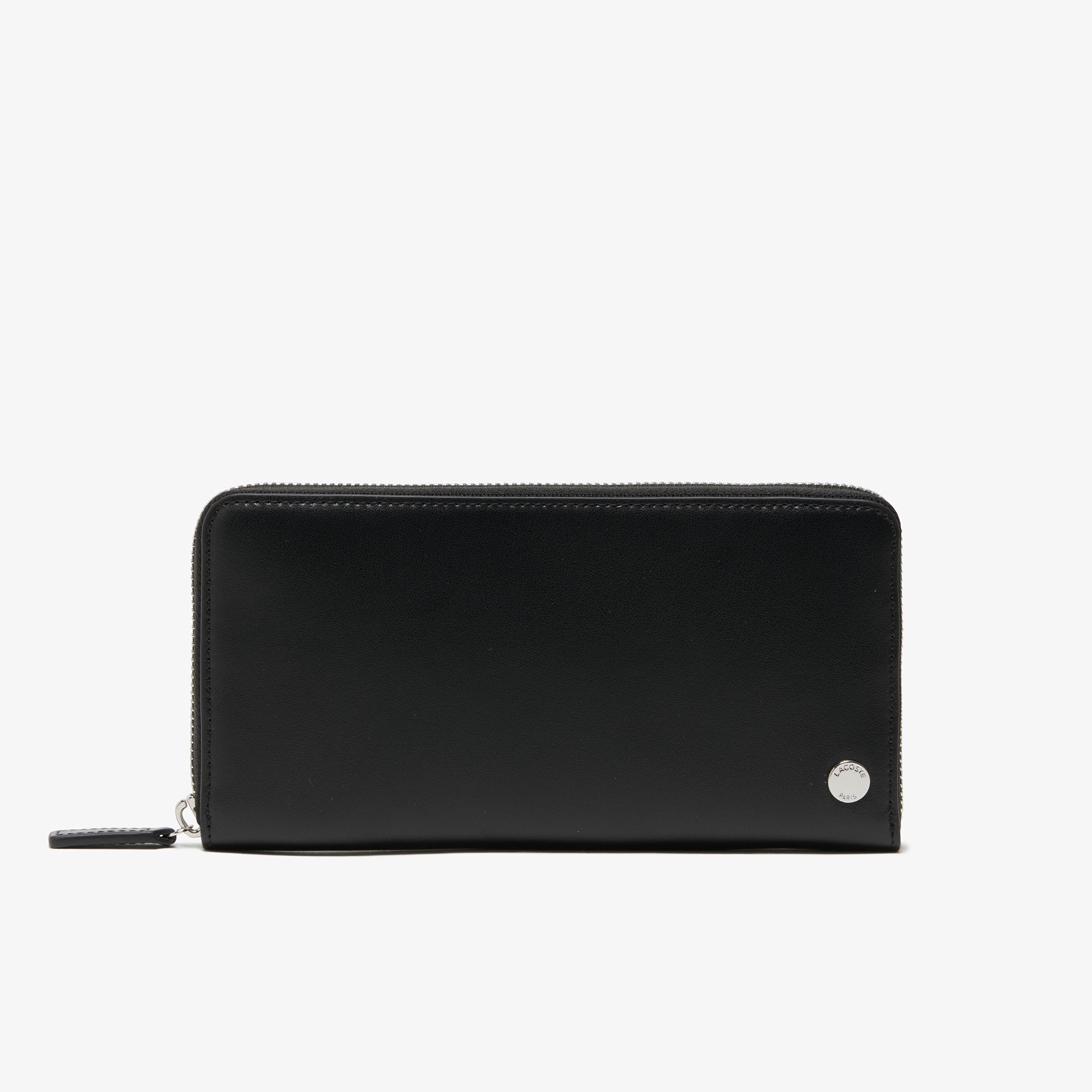 シルバーブローチラウンドジップレザーロングウォレット