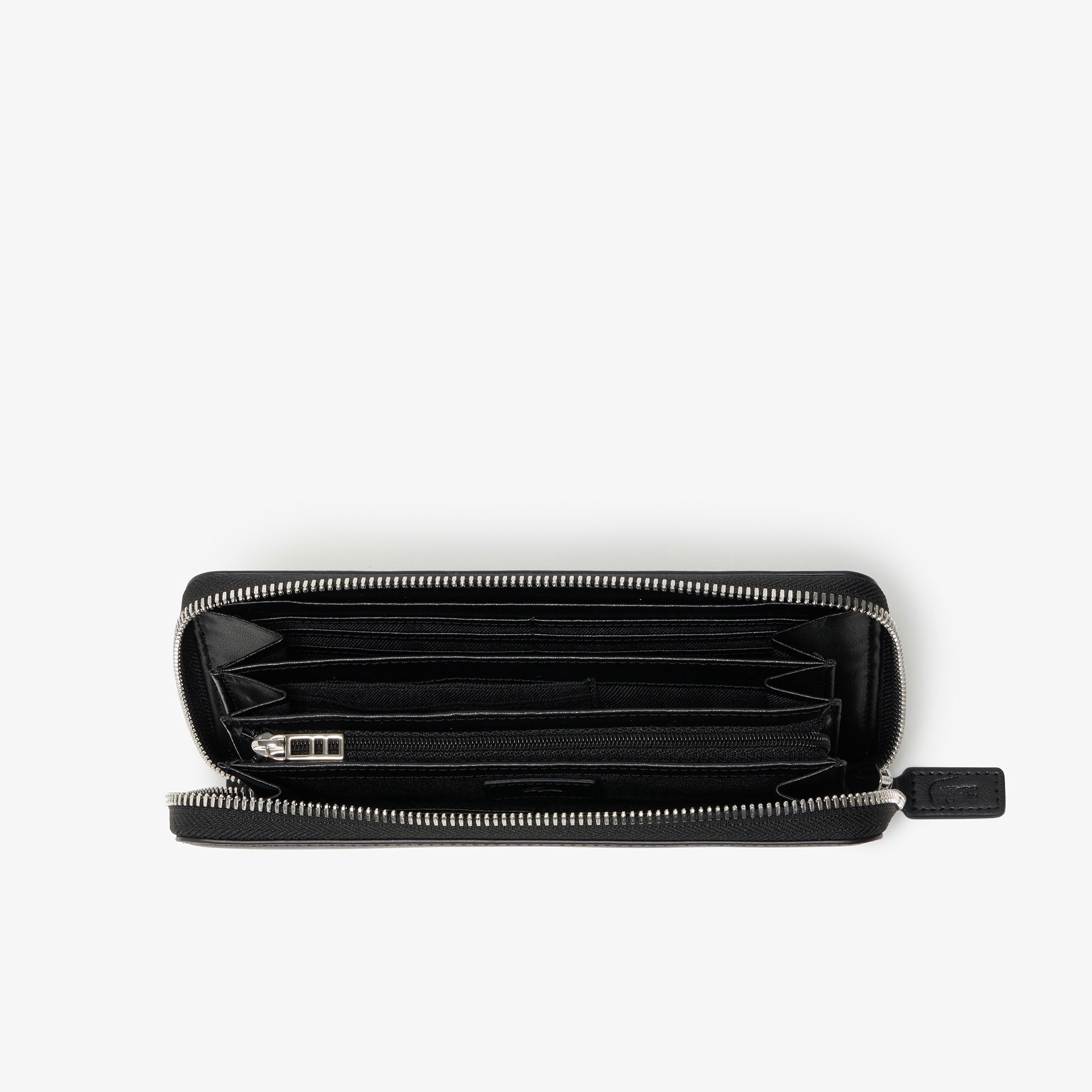 シルバーブローチラウンドジップレザーロングウォレット