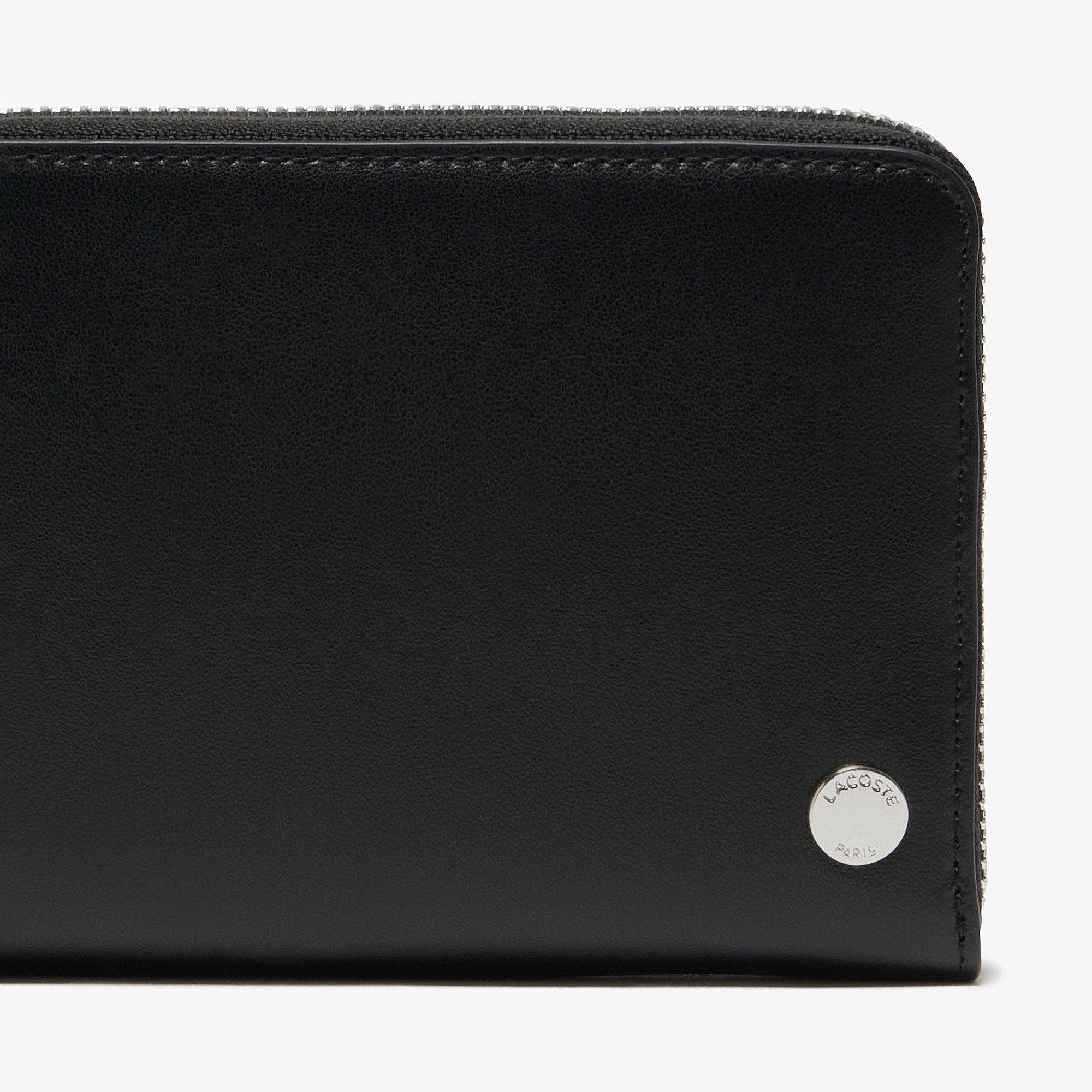 シルバーブローチラウンドジップレザーロングウォレット