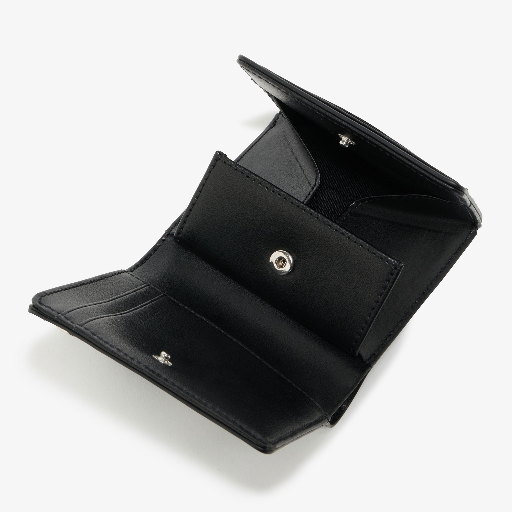 シルバーブローチ2つ折りレザーミニウォレット