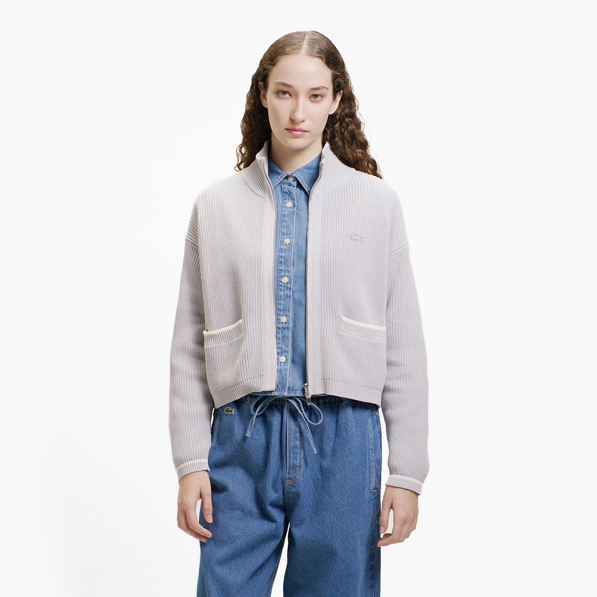 ジップアップローゲージニットブルゾン