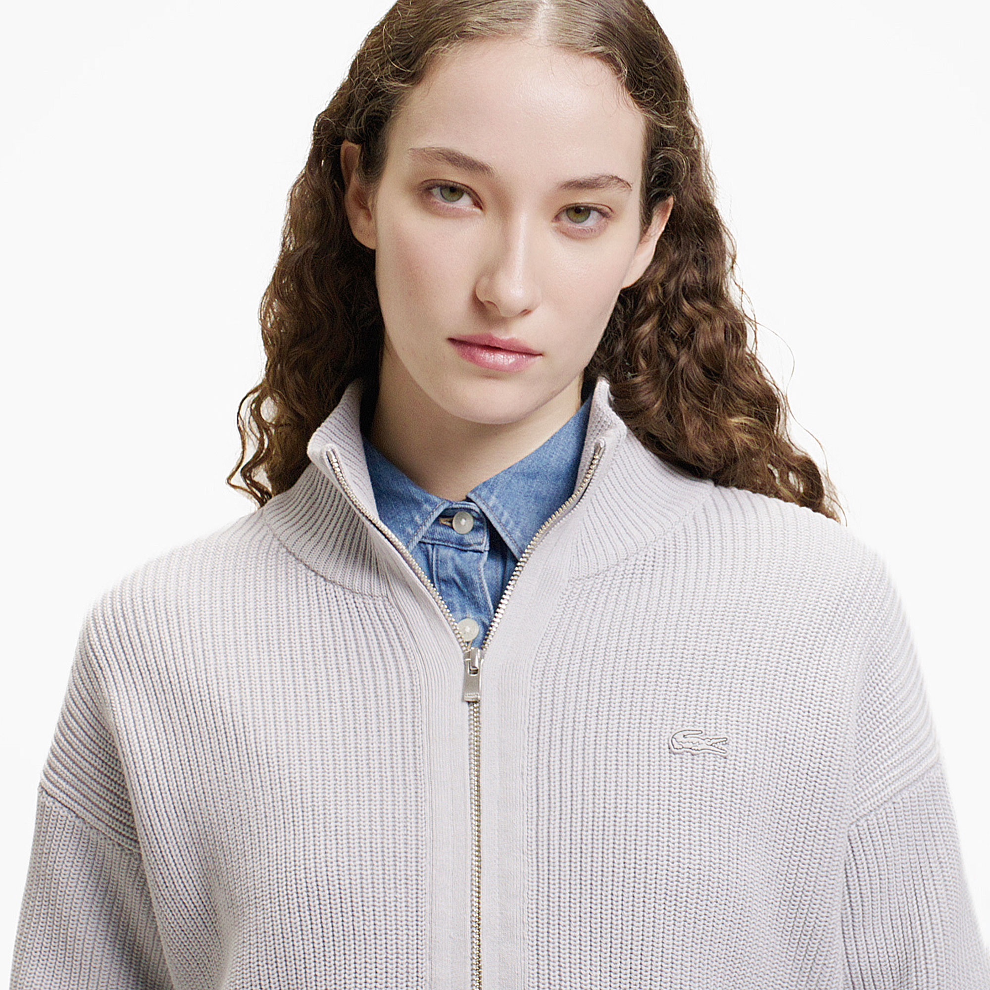 ジップアップローゲージニットブルゾン