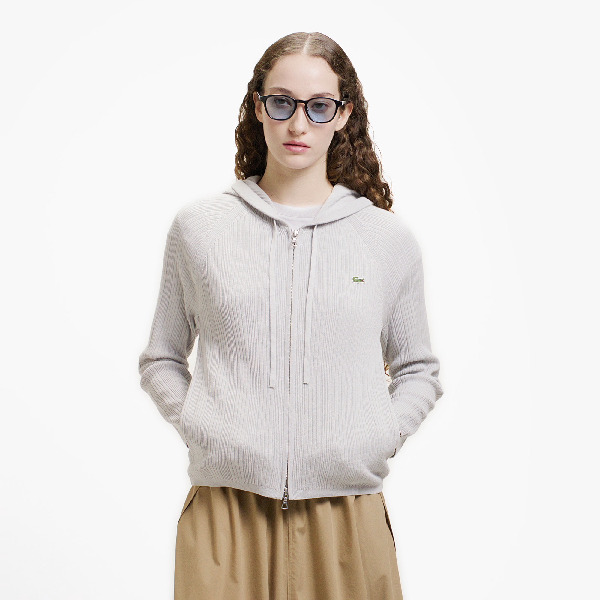 ランダムピッチリブニットジップフーディー