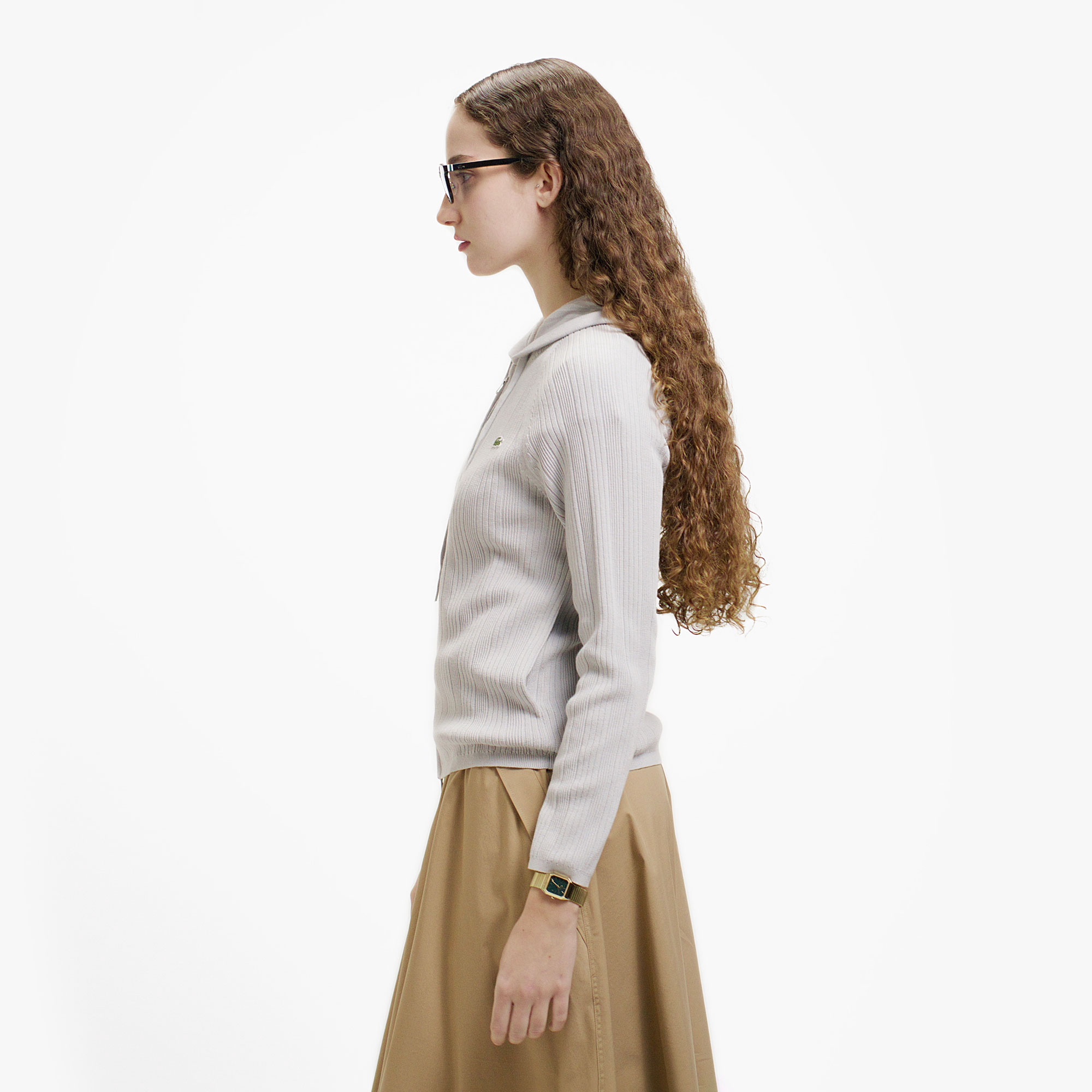 ランダムピッチリブニットジップフーディー