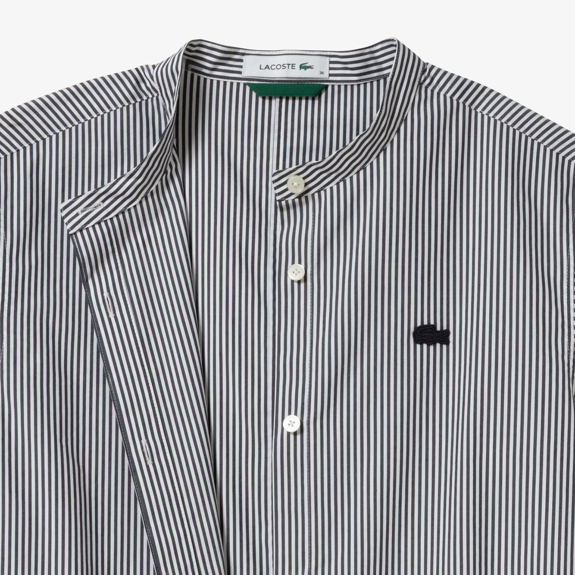 バンドカラーロングシャツドレス