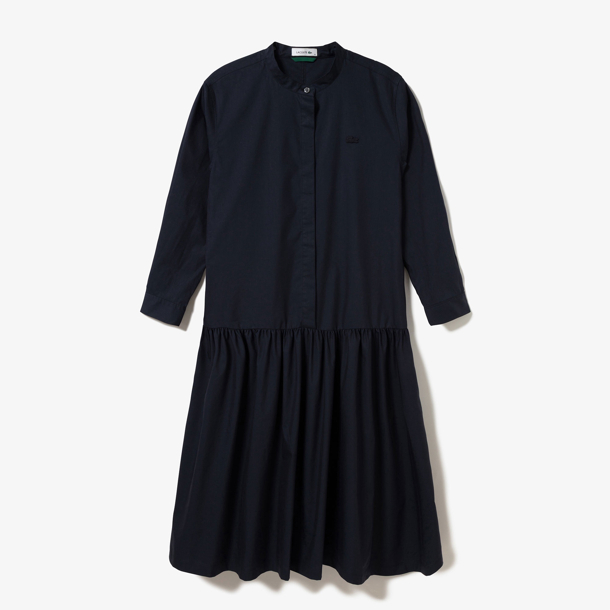 バンドカラーロングシャツドレス