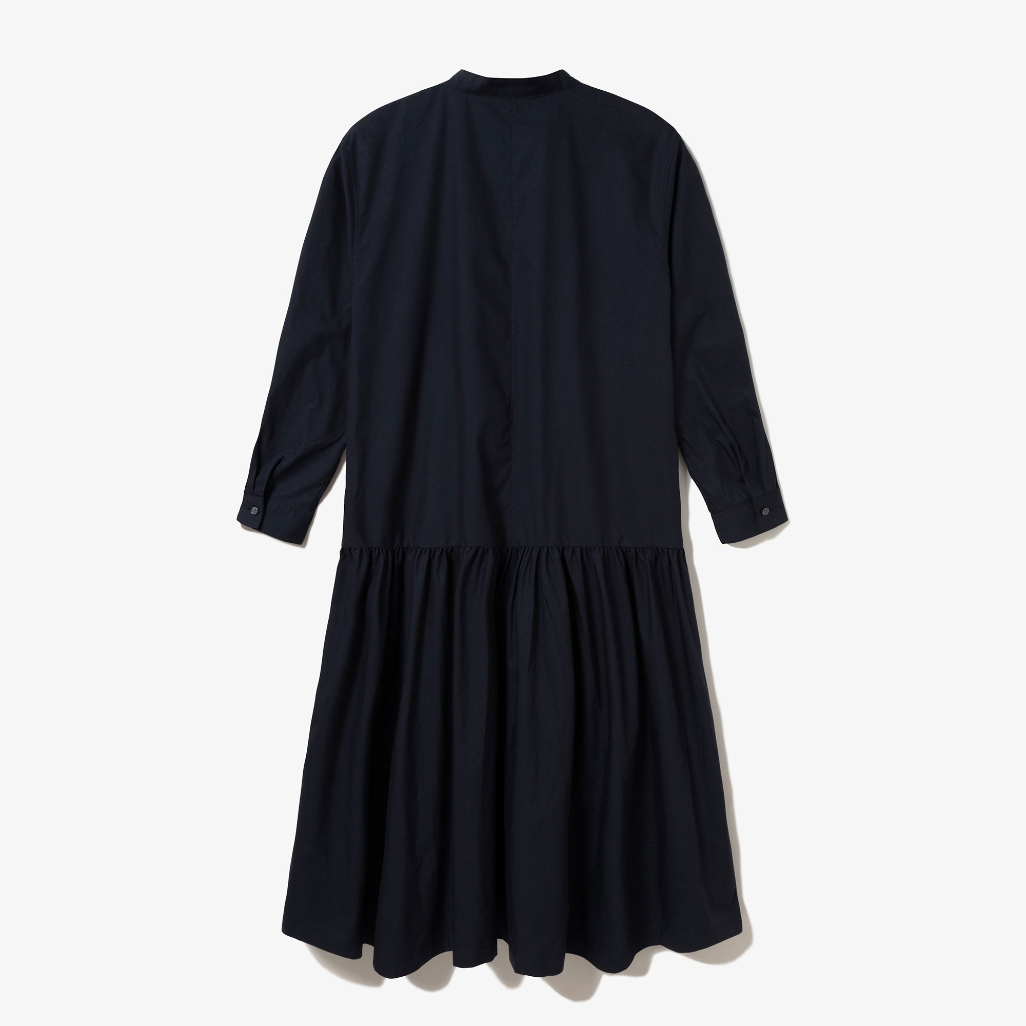 バンドカラーロングシャツドレス