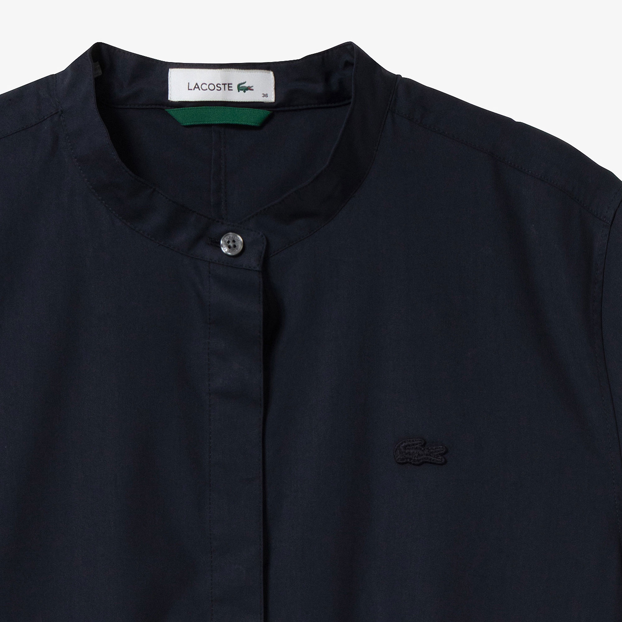 バンドカラーロングシャツドレス