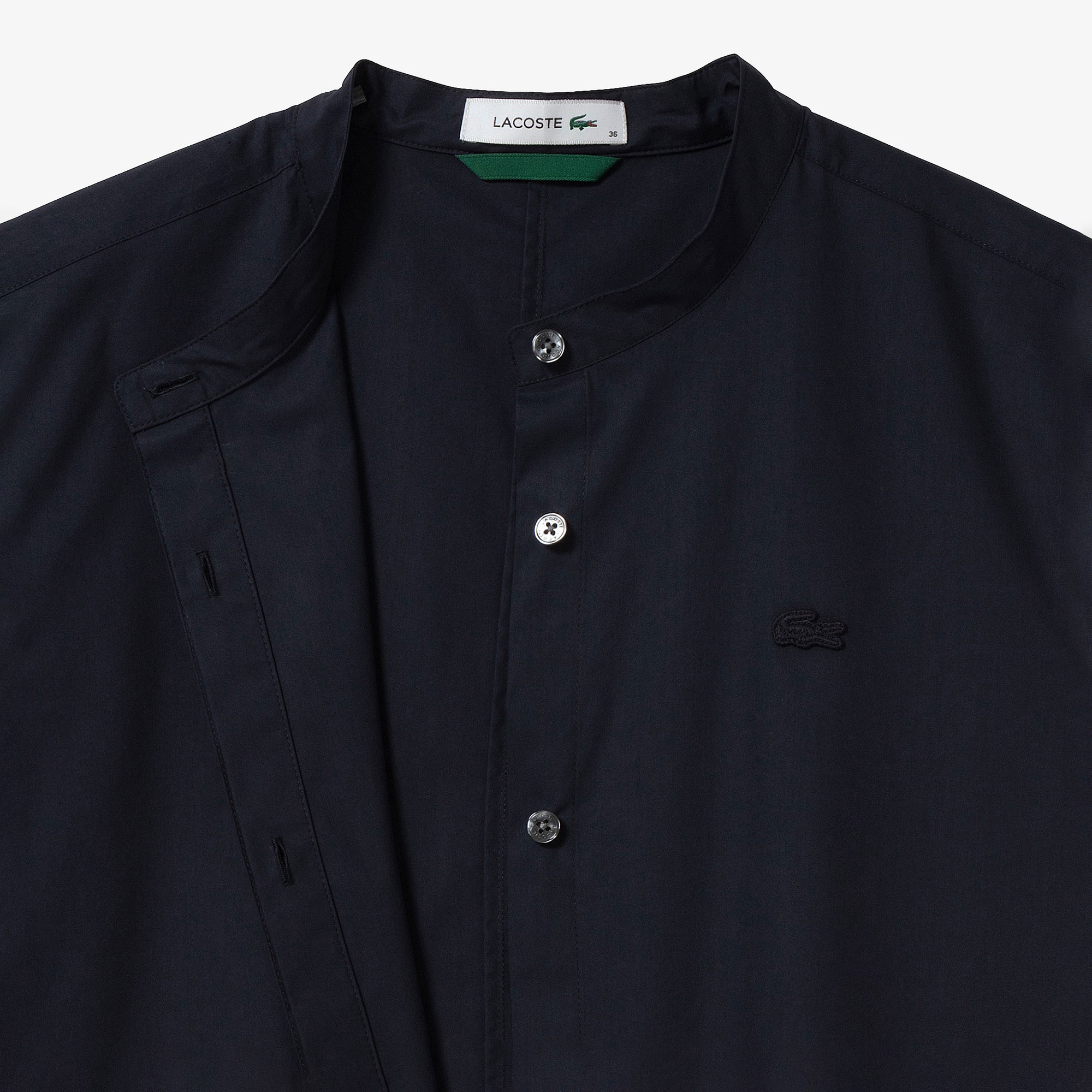 バンドカラーロングシャツドレス