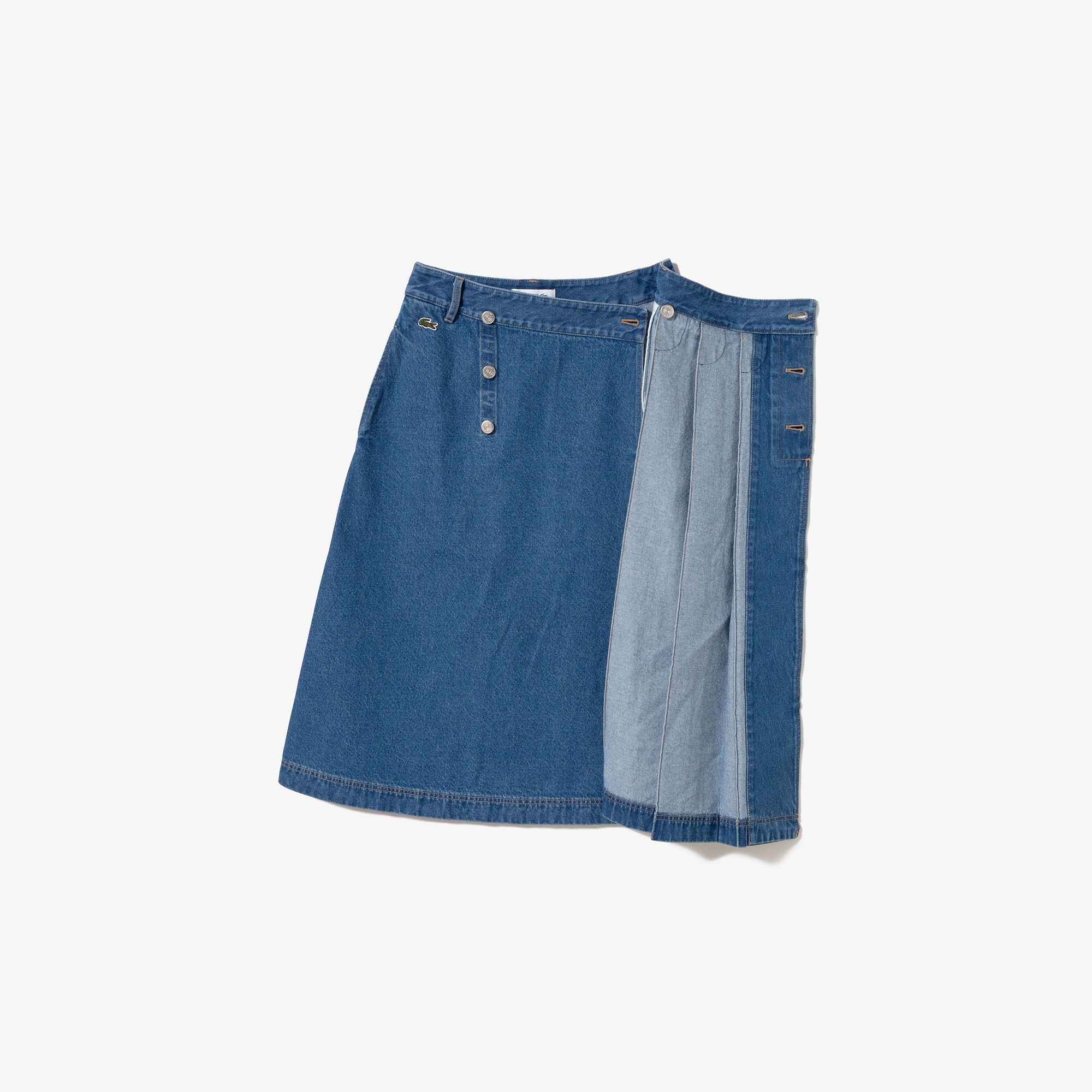 アシンメトリーデニムプリーツラップスカート