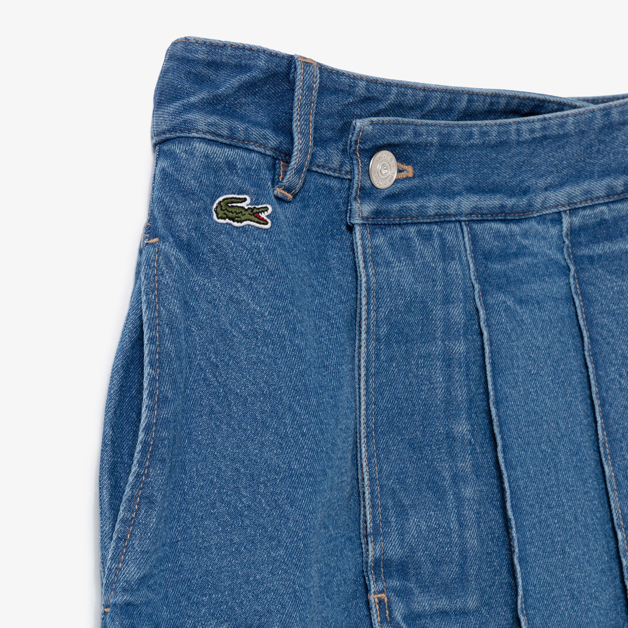 アシンメトリーデニムプリーツラップスカート