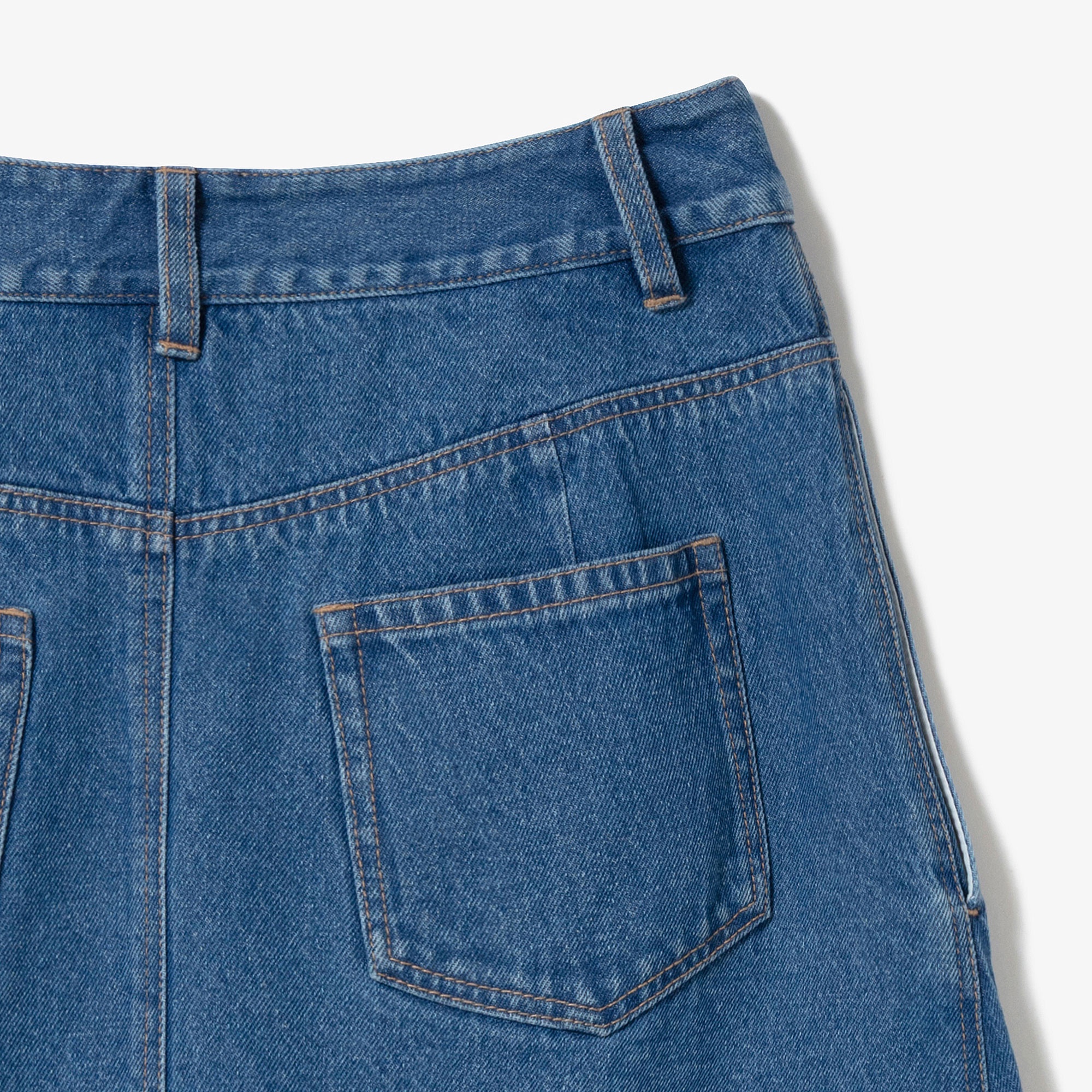 アシンメトリーデニムプリーツラップスカート