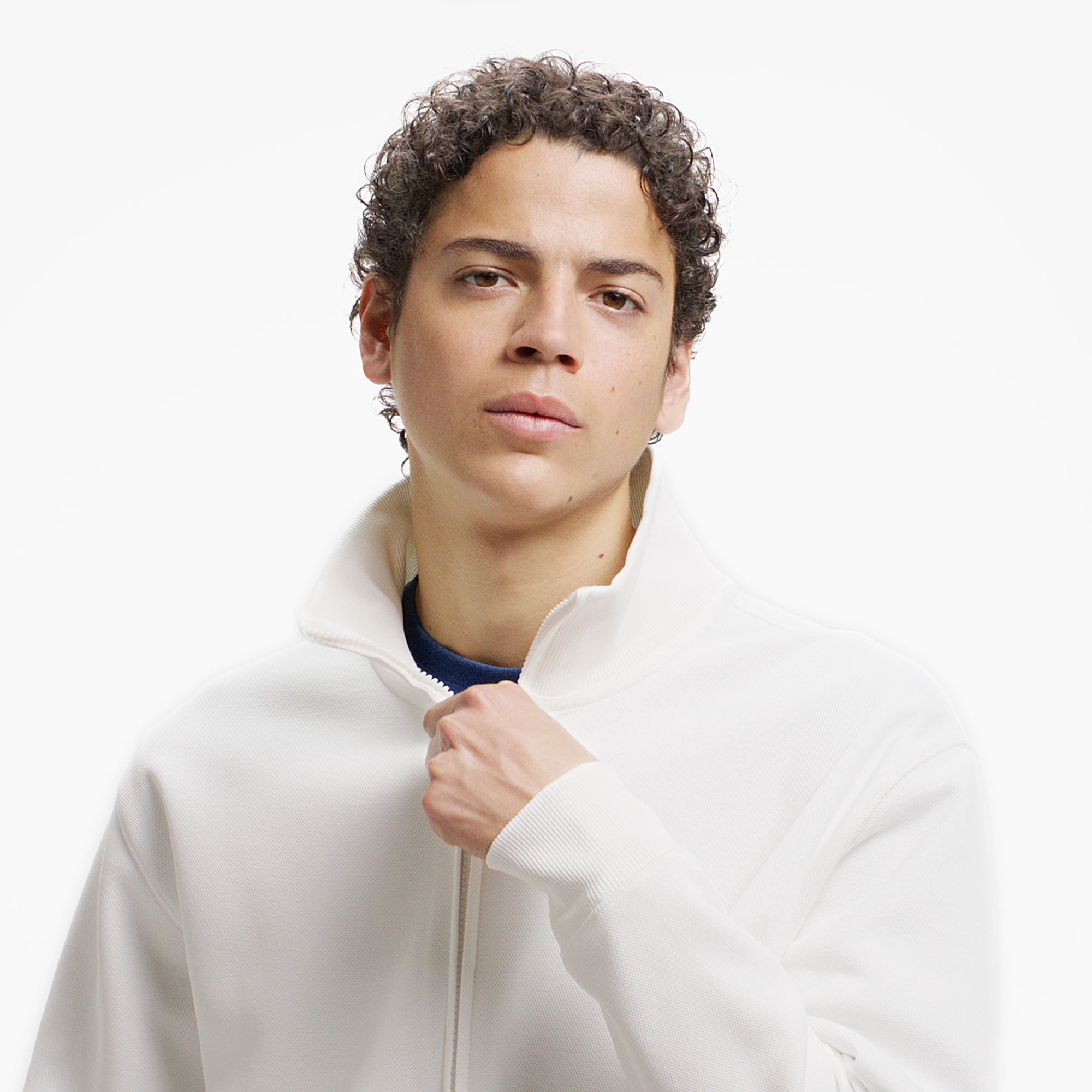 鹿の子ジップニット