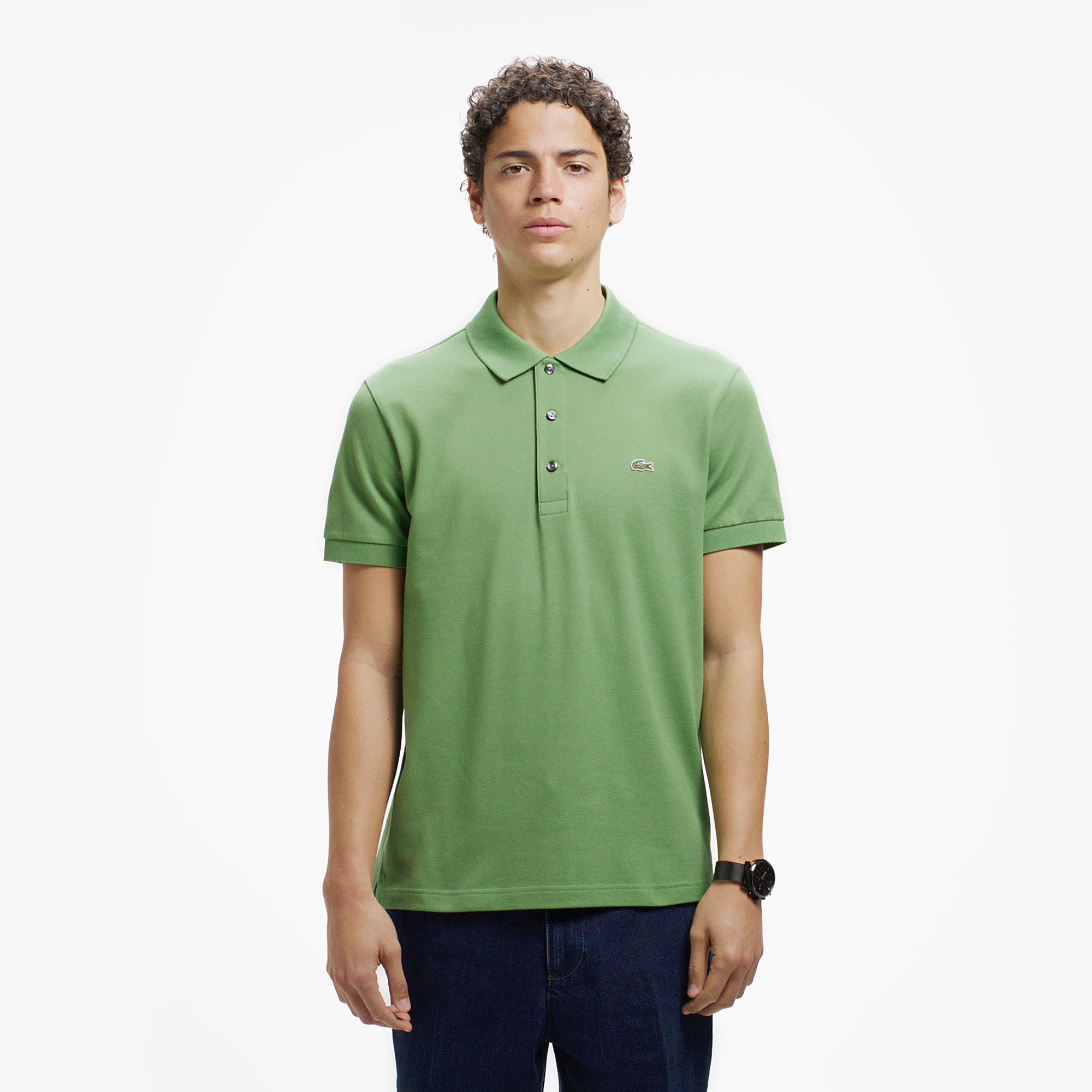 スリムフィットソリッドポロシャツ (半袖)