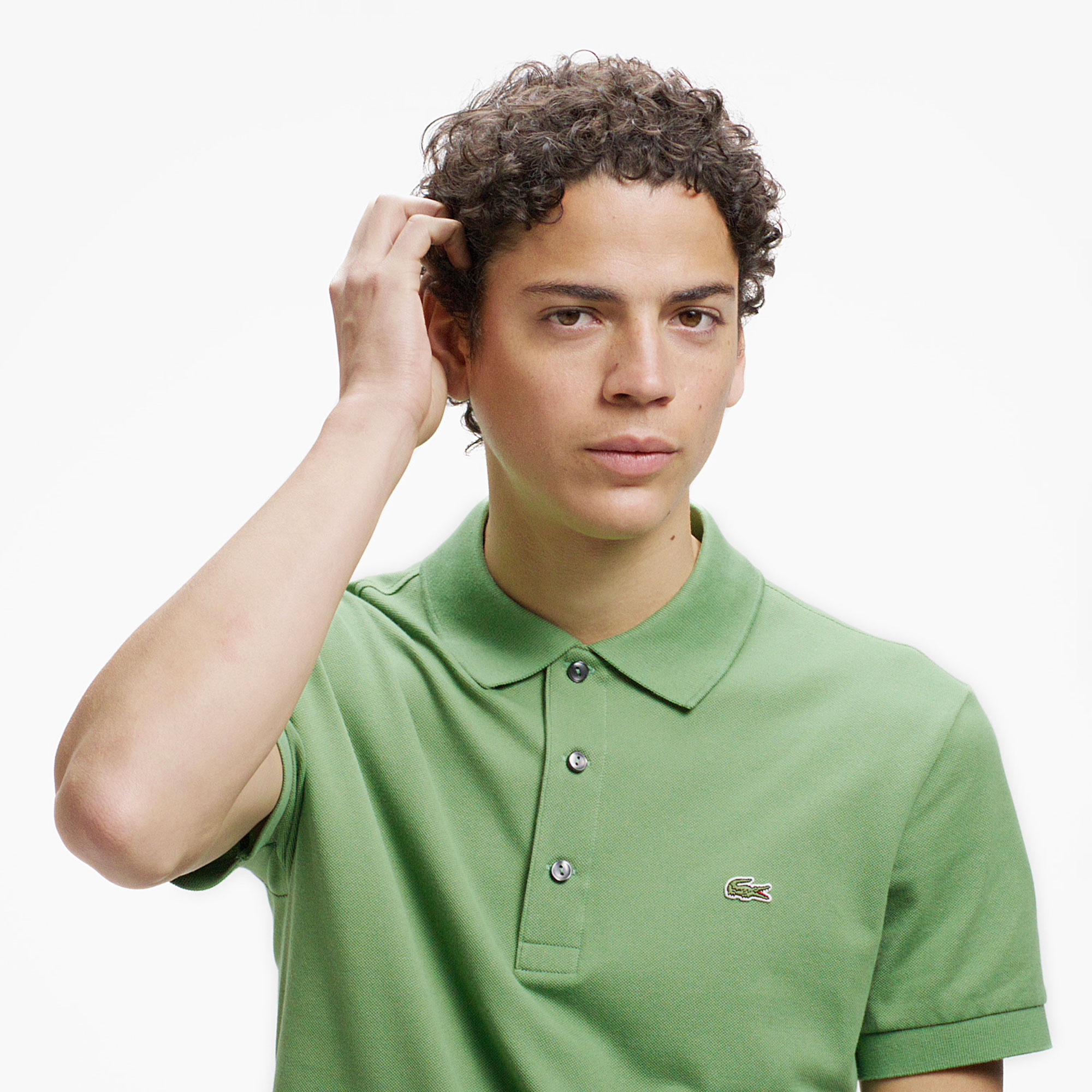 スリムフィットソリッドポロシャツ (半袖)