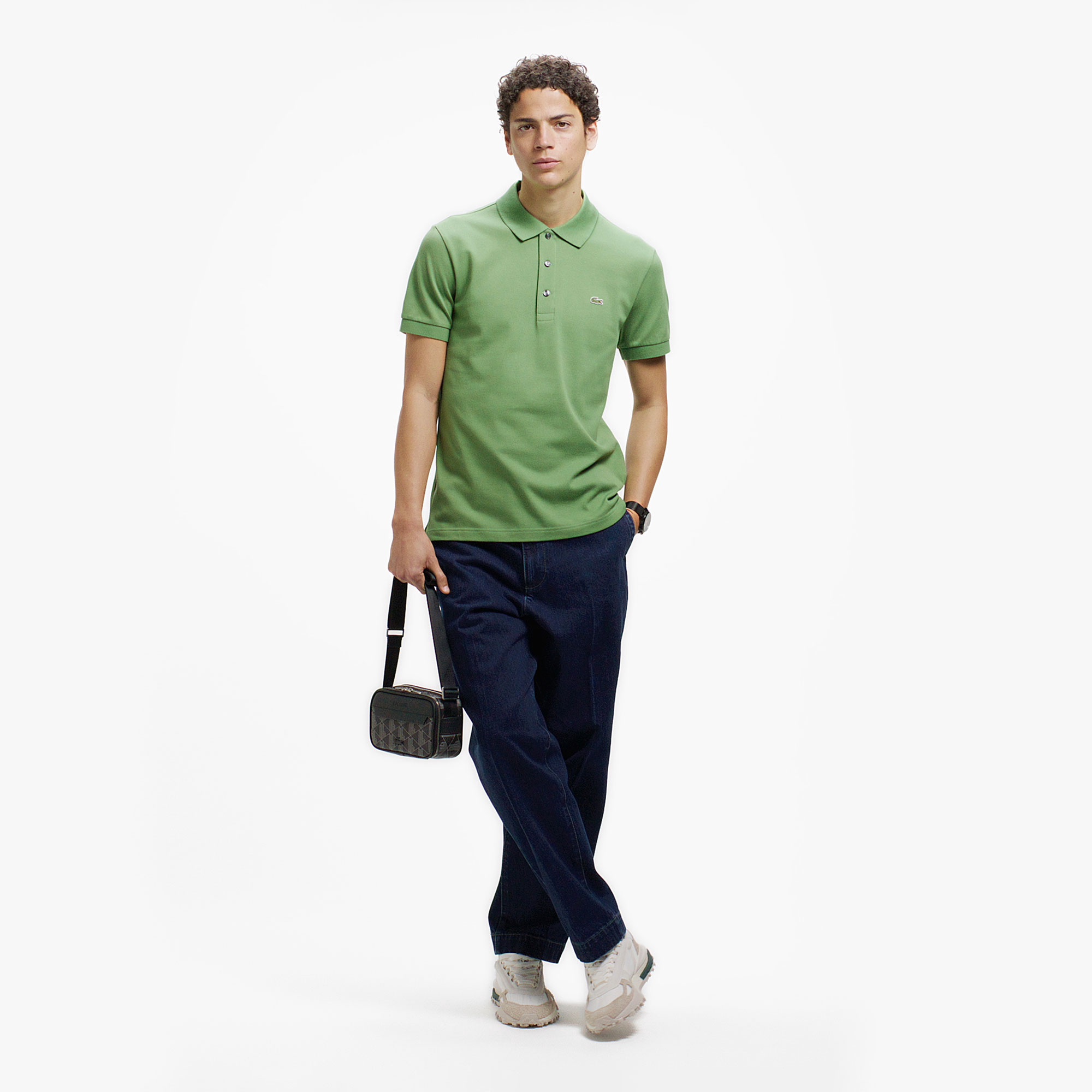 スリムフィットソリッドポロシャツ (半袖)