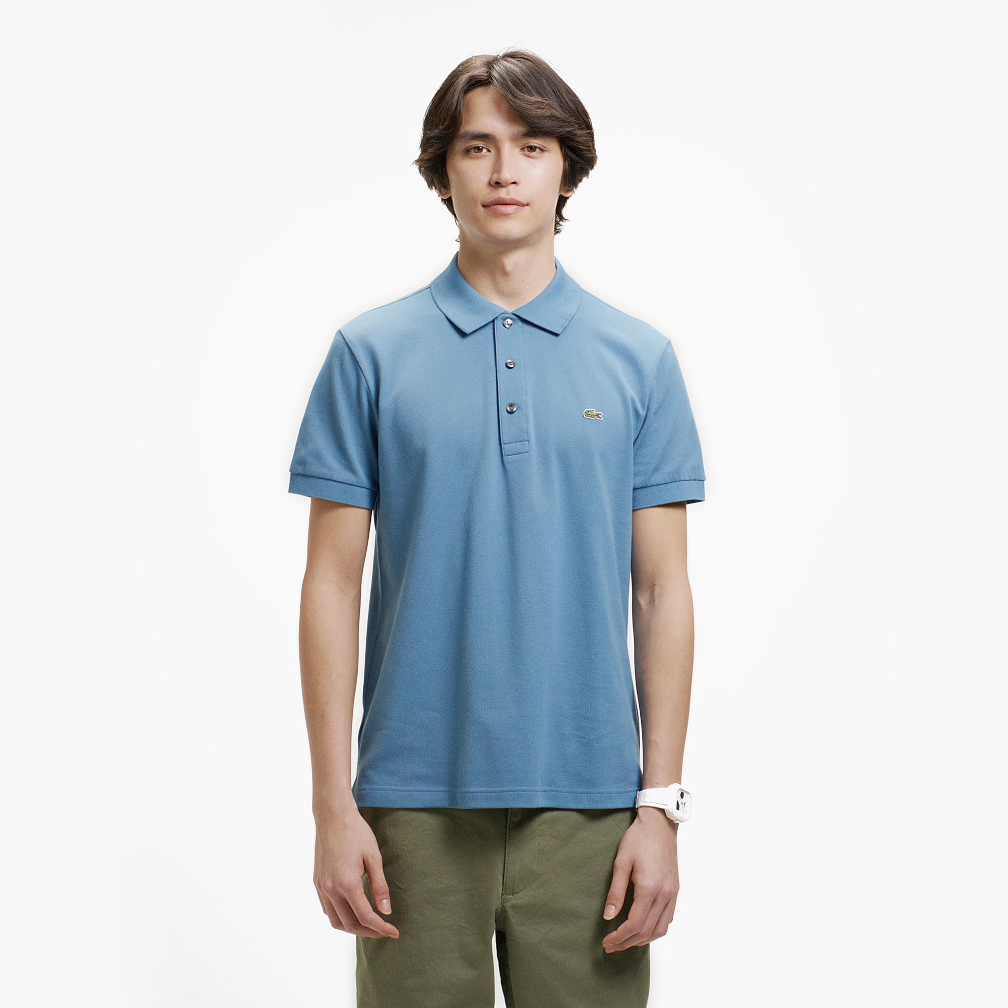 スリムフィットソリッドポロシャツ (半袖)