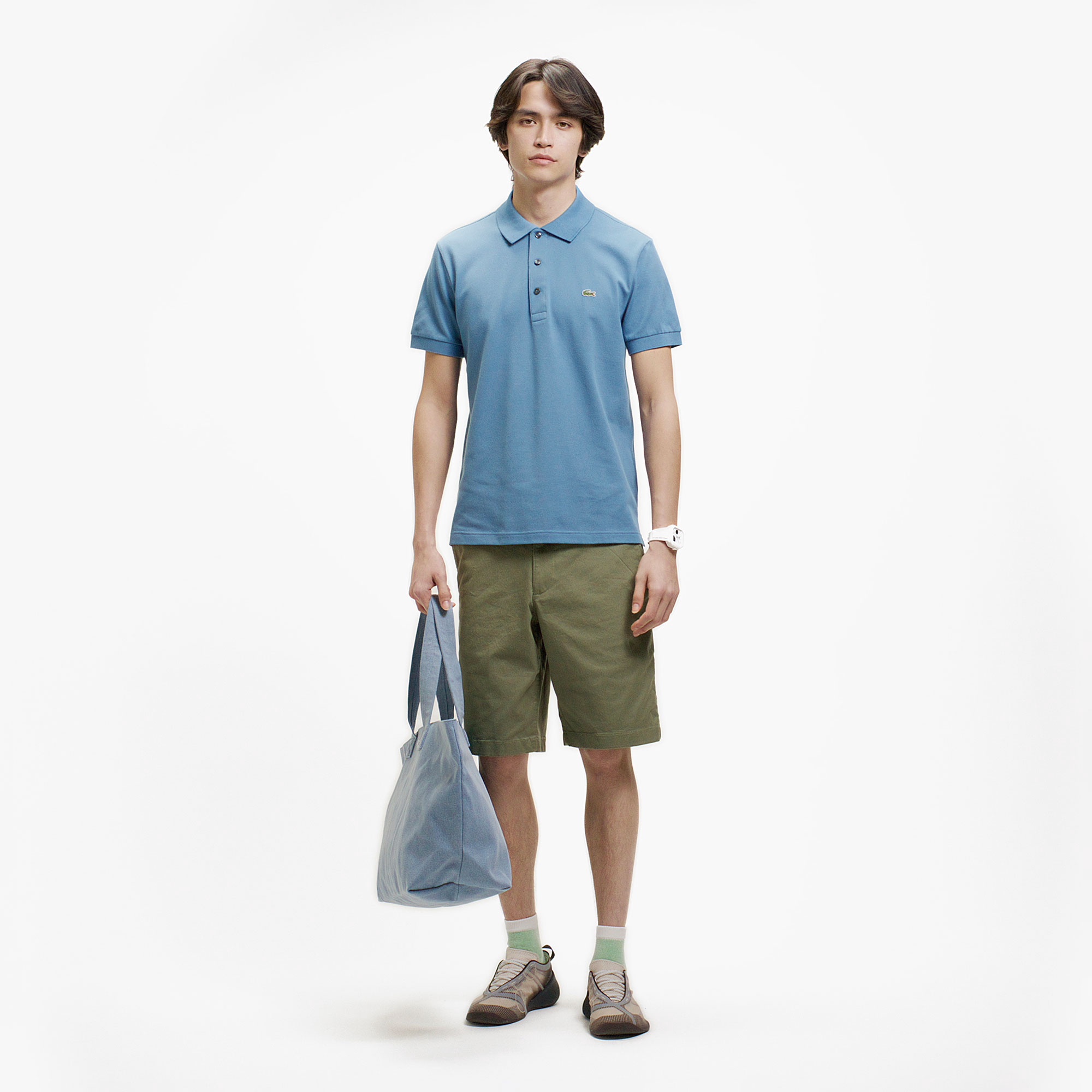 スリムフィットソリッドポロシャツ (半袖)