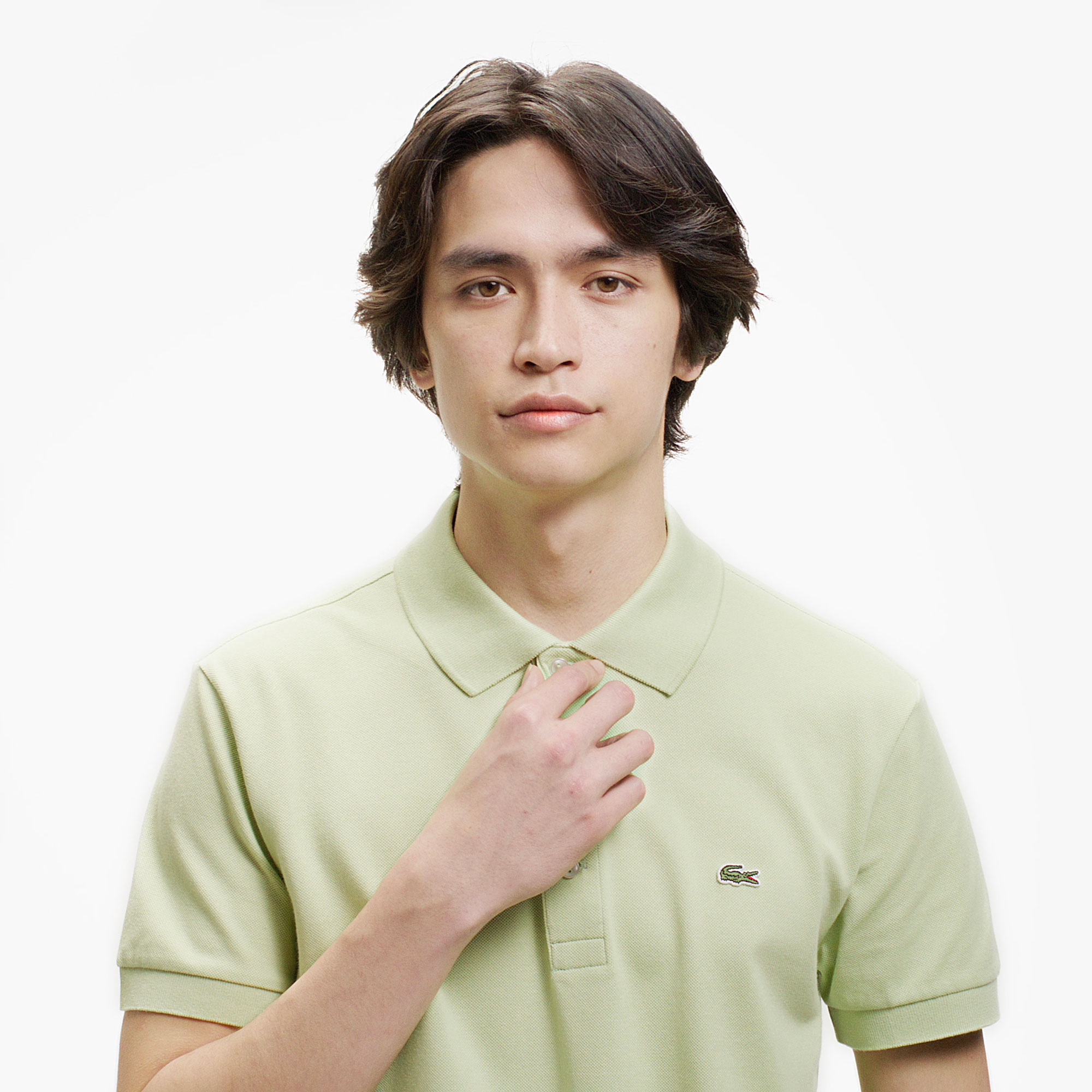 スリムフィットソリッドポロシャツ (半袖)