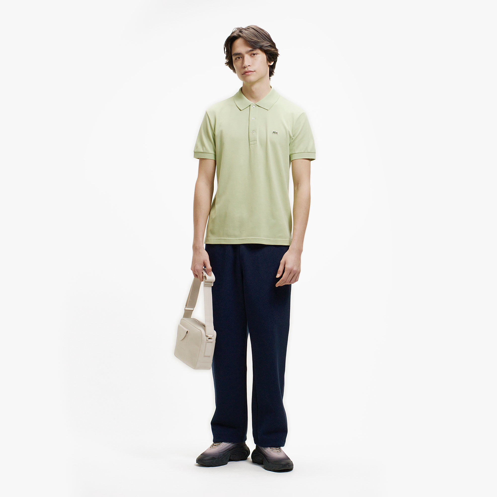 スリムフィットソリッドポロシャツ (半袖)