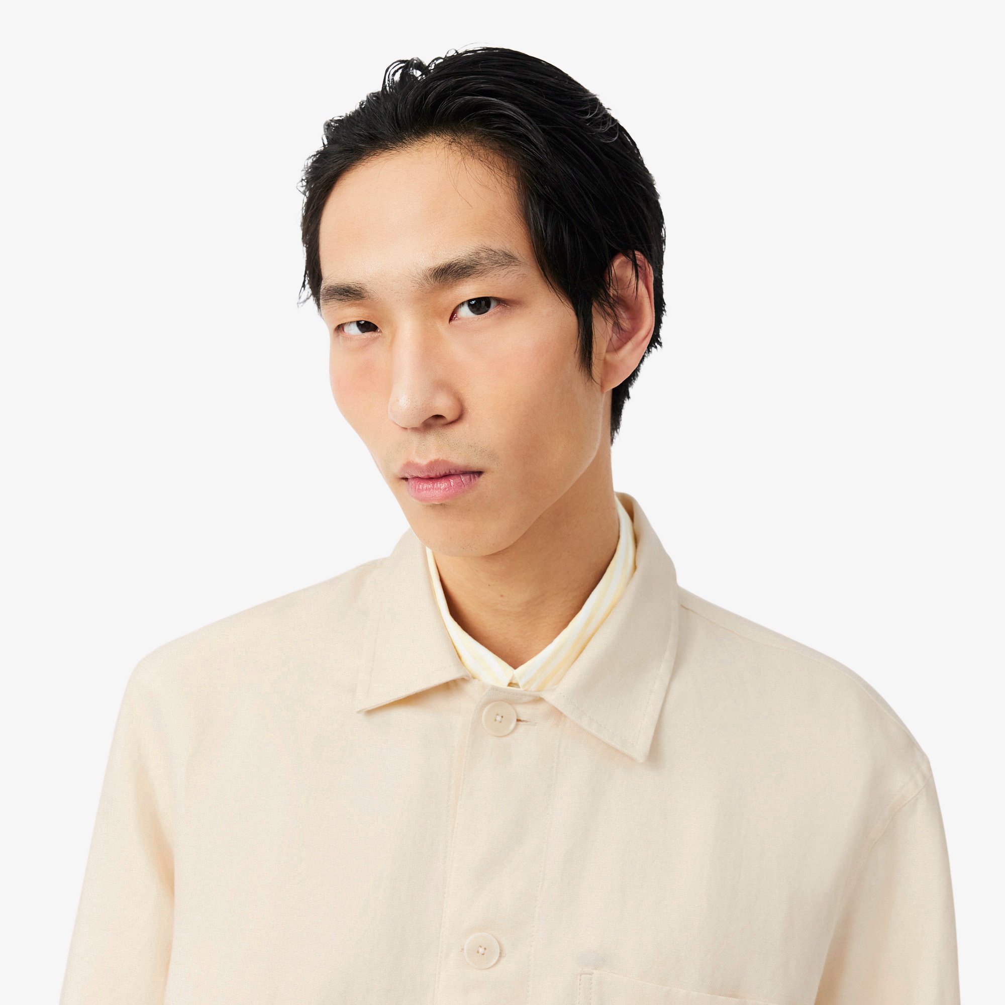 リネン×レーヨンブレンドオーバーシャツ