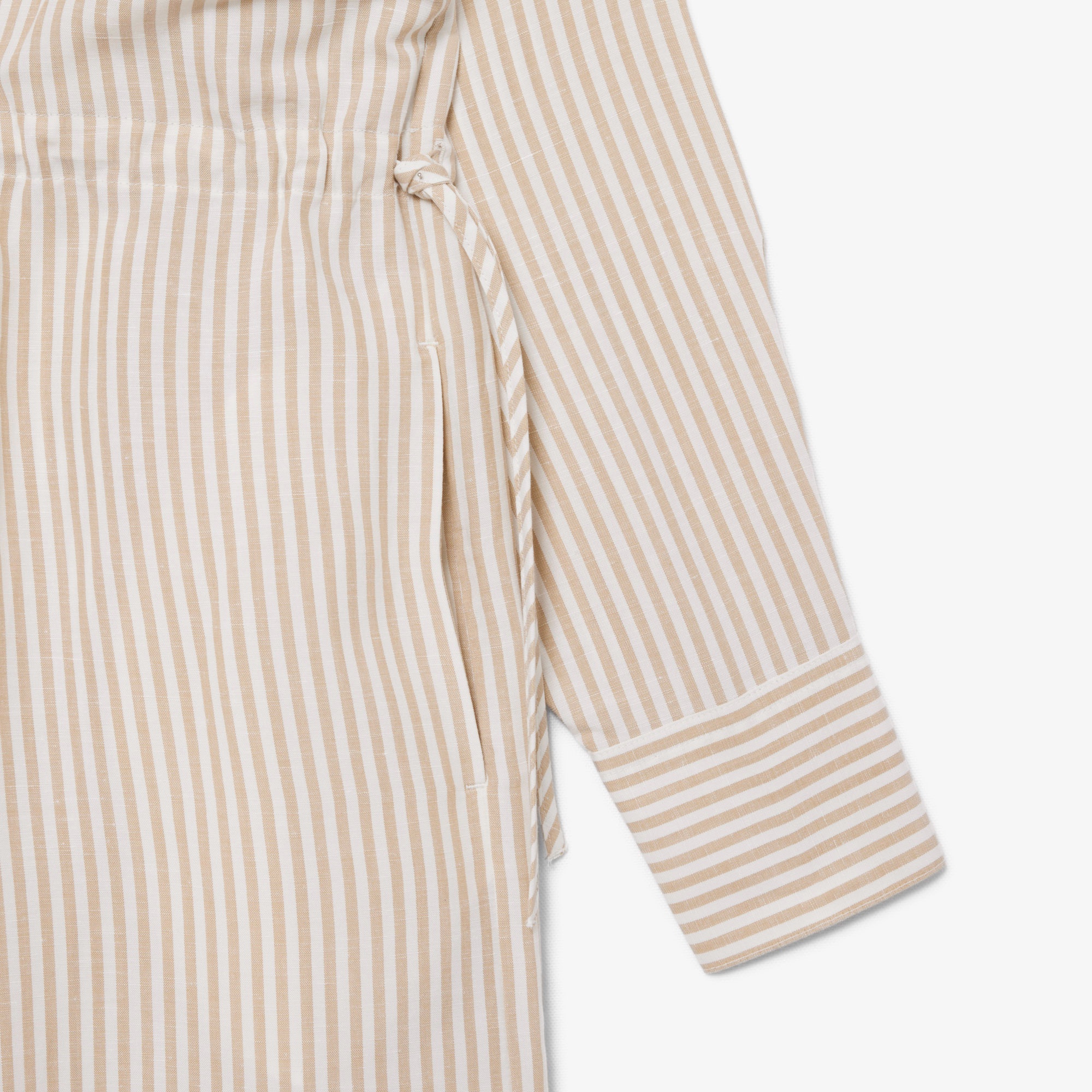 リネン×リヨセルブレンドストライプシャツドレス