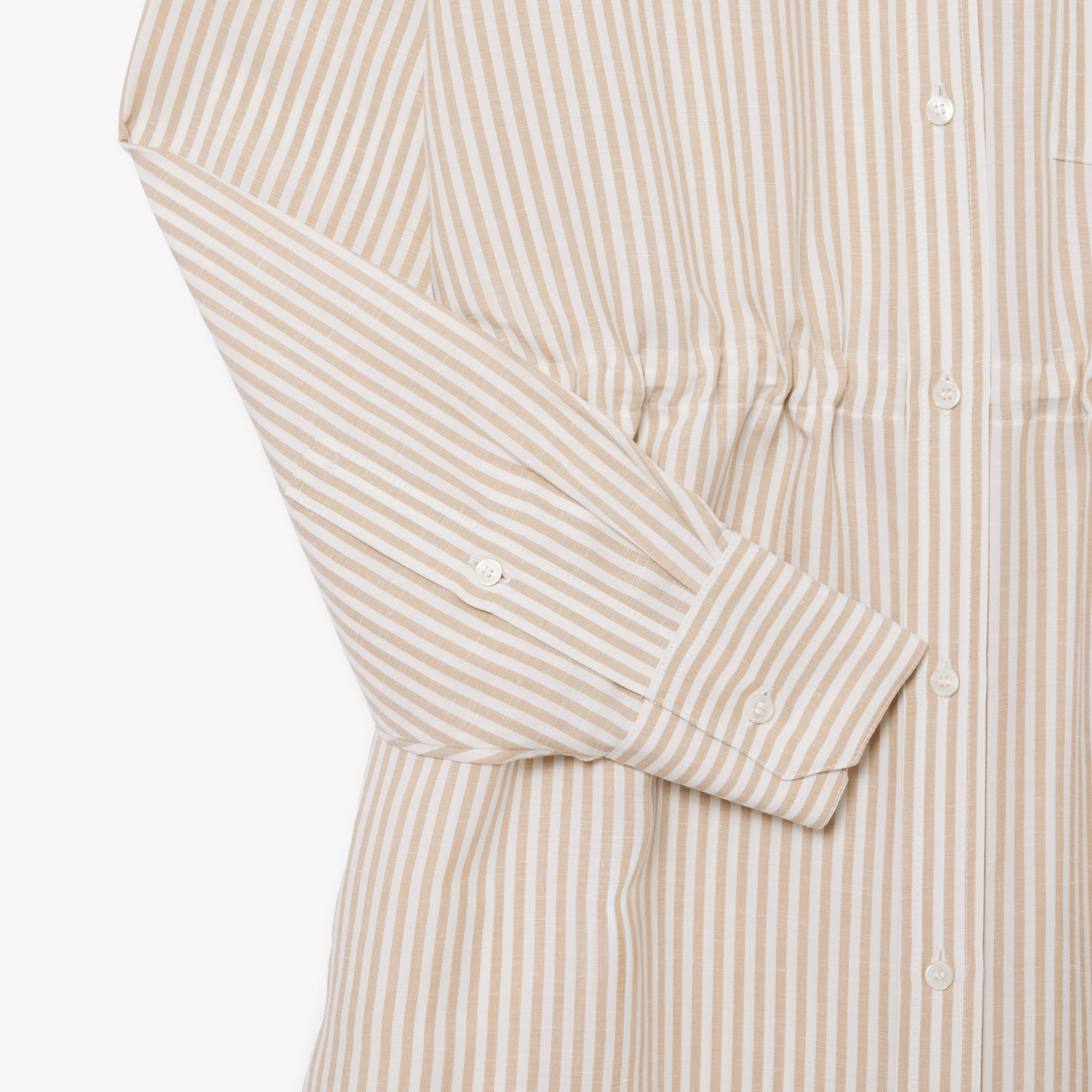 リネン×リヨセルブレンドストライプシャツドレス