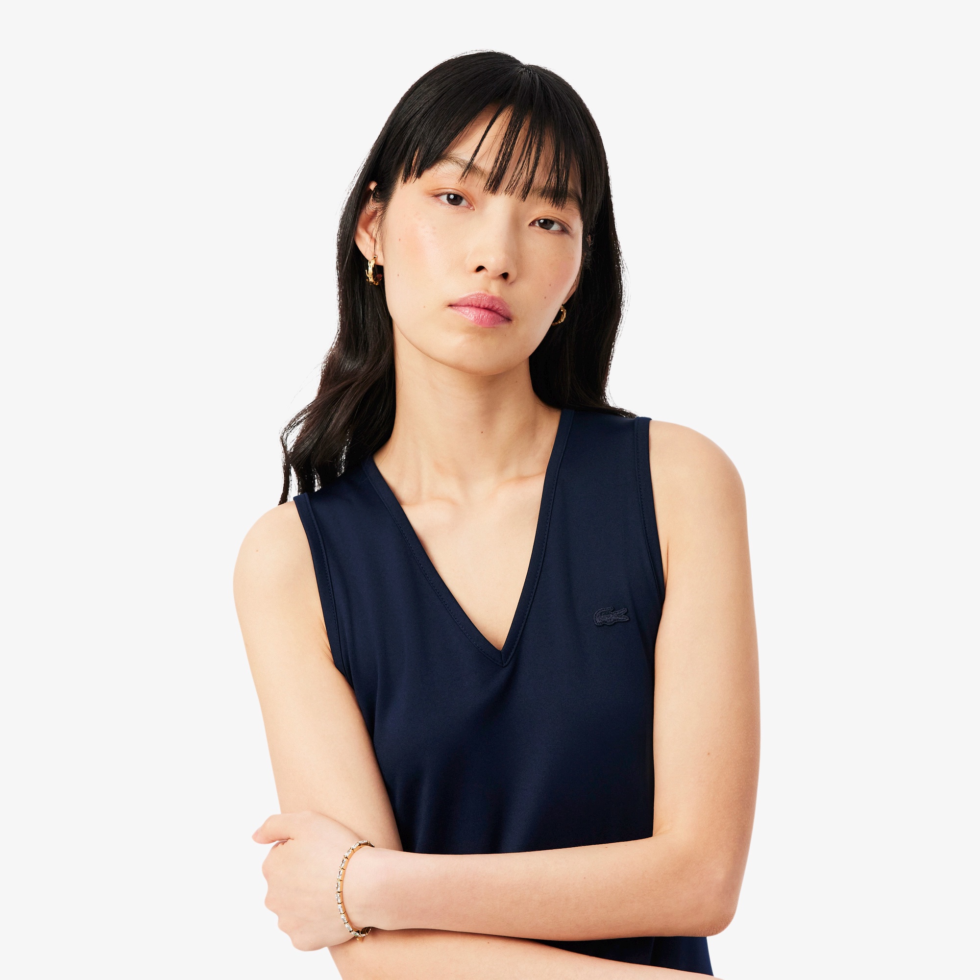 スリーブレスプリーツロングドレス