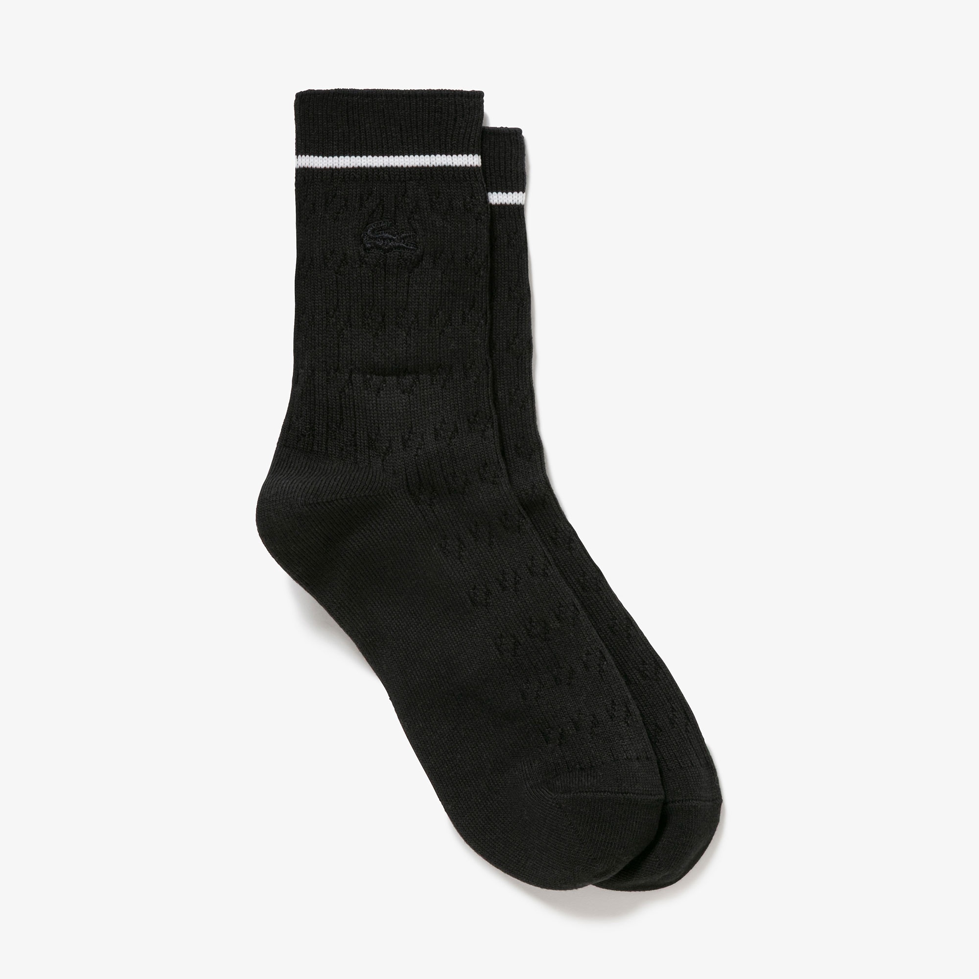 配色ラインケーブルニットソックス