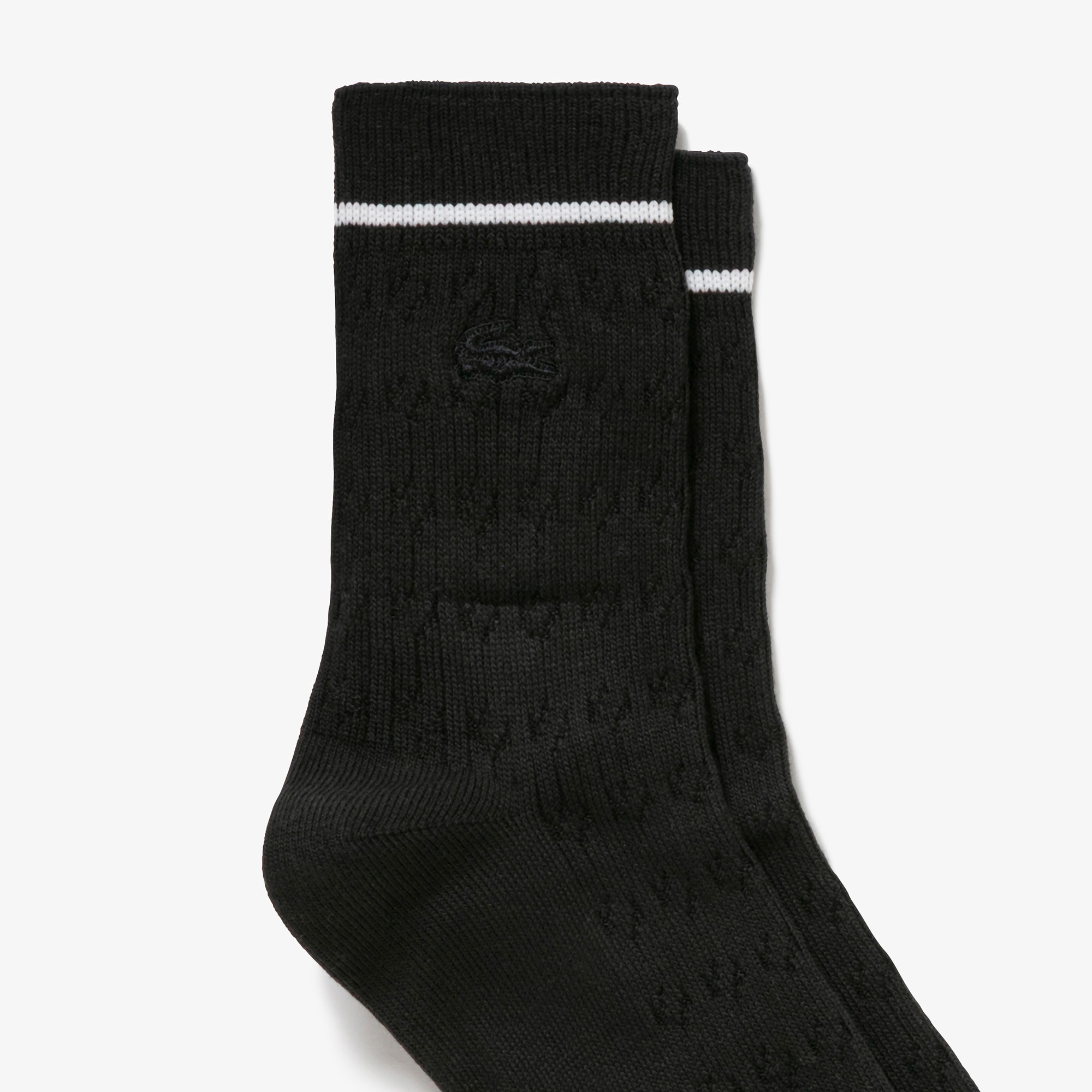 配色ラインケーブルニットソックス