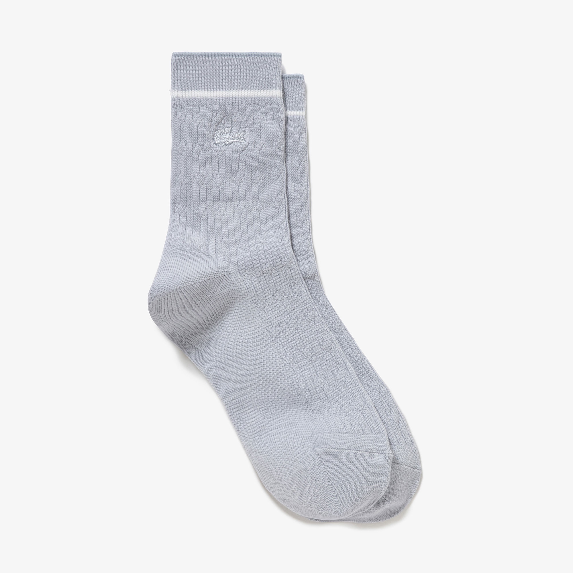 配色ラインケーブルニットソックス