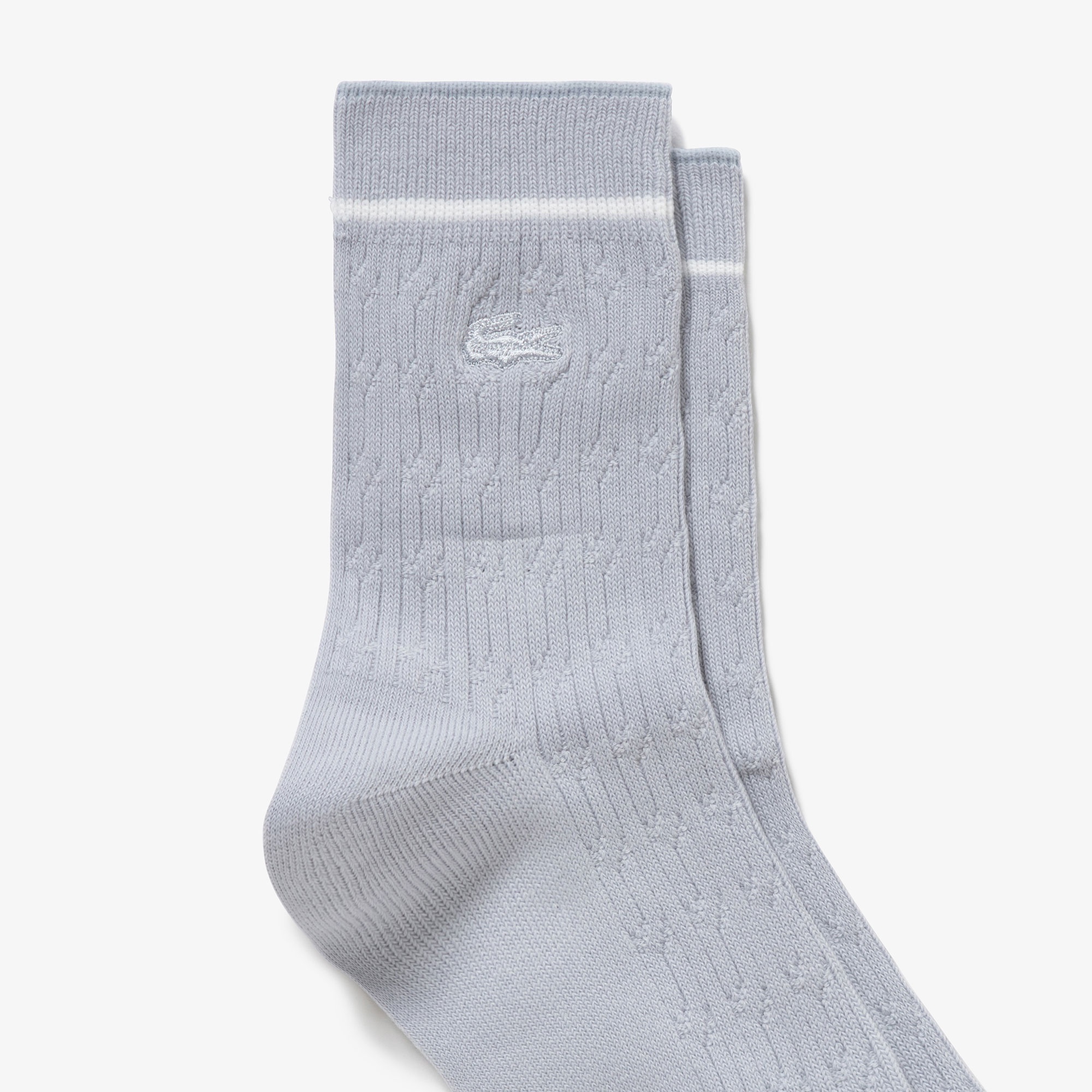 配色ラインケーブルニットソックス