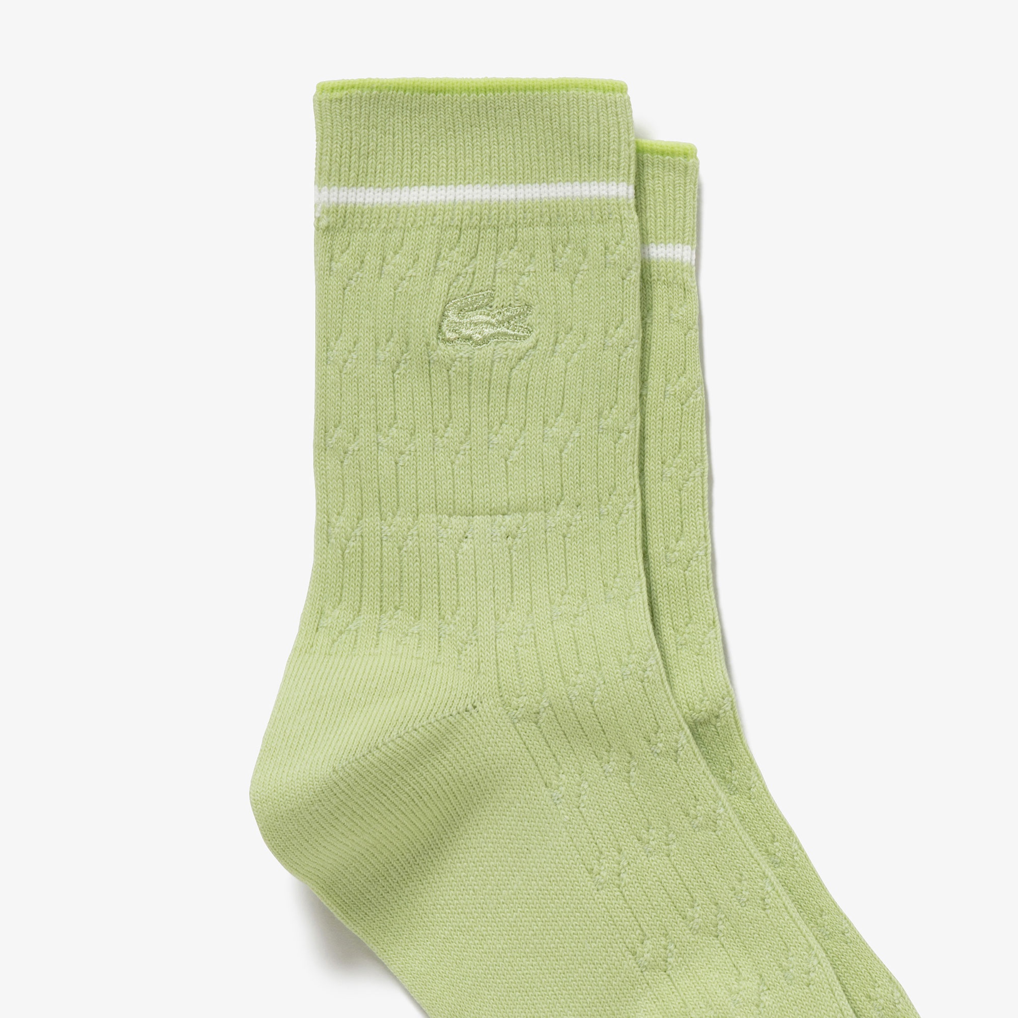 配色ラインケーブルニットソックス