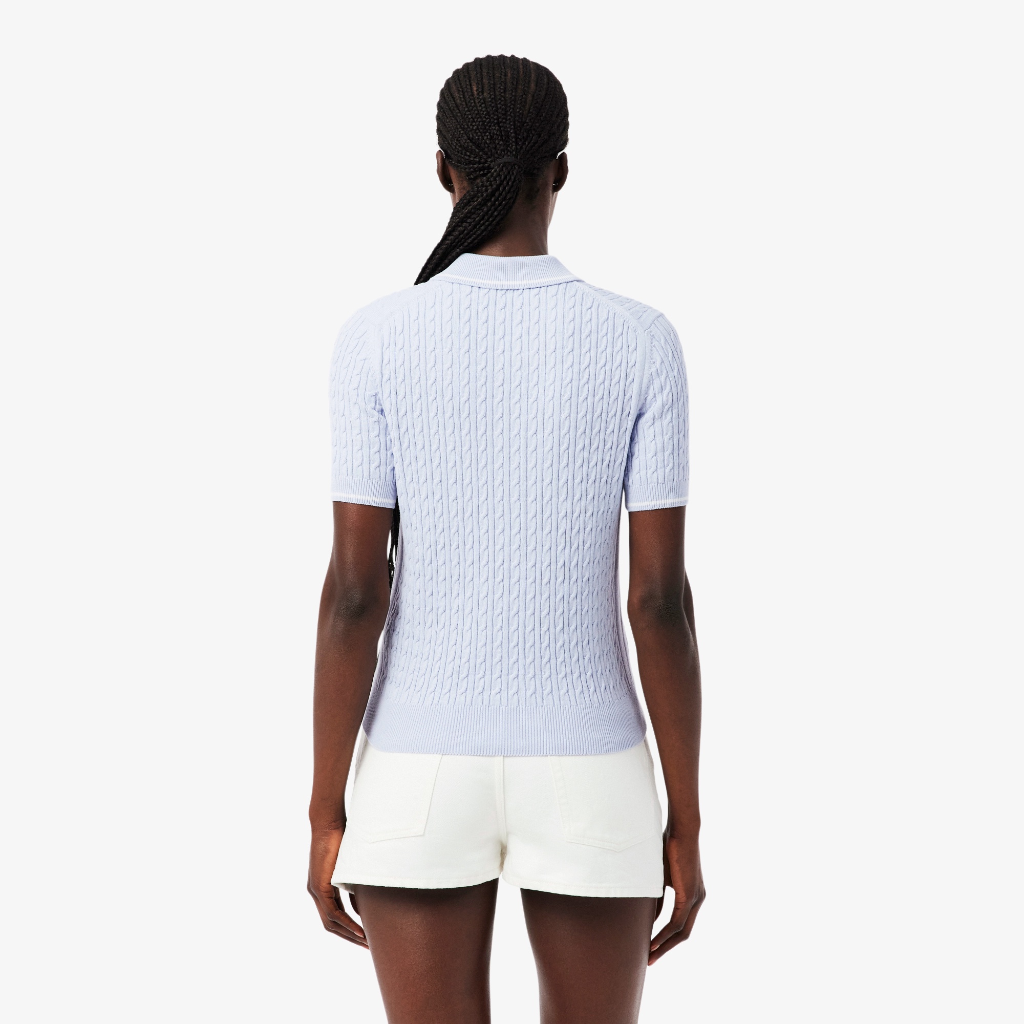 ケーブルニットポロシャツ