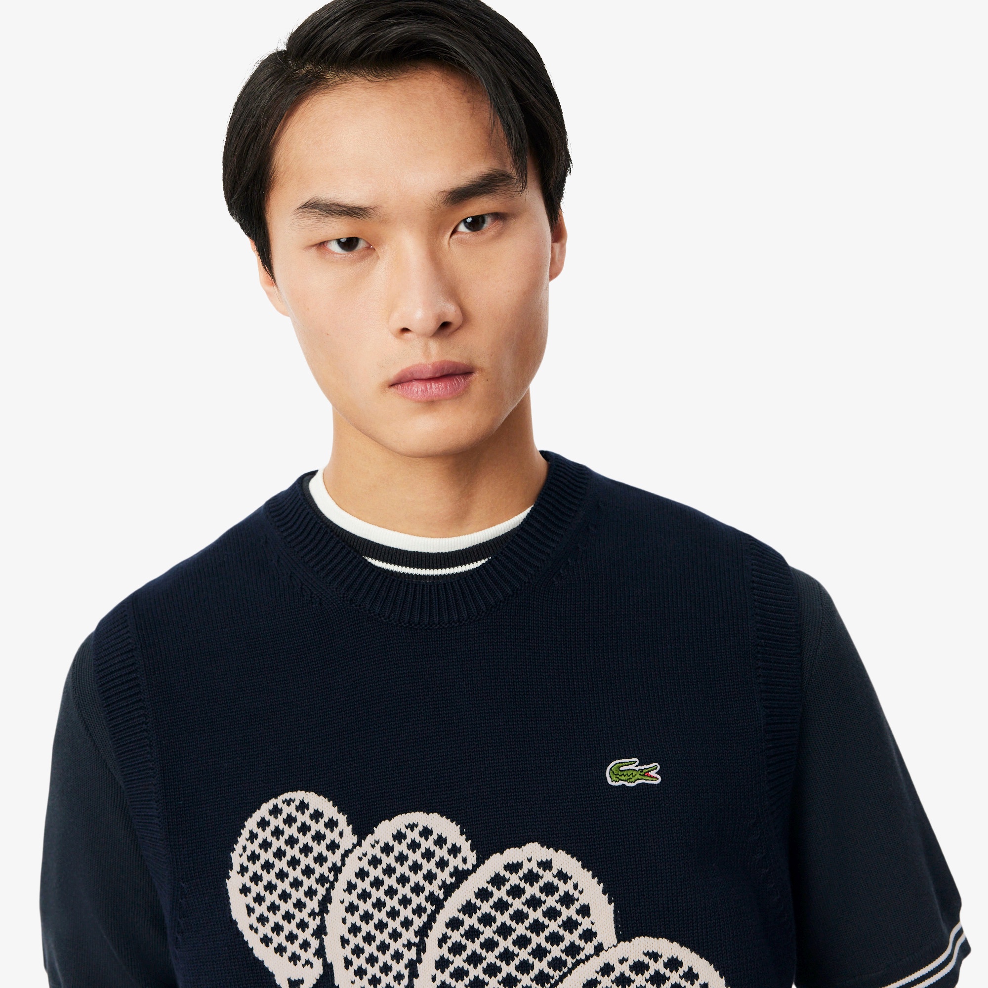 ラケットジャカード コットンニットベスト