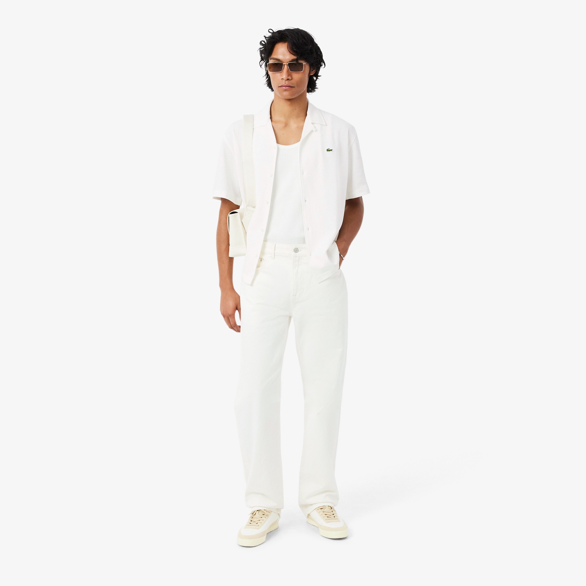 鹿の子地オープンカラーシャツ