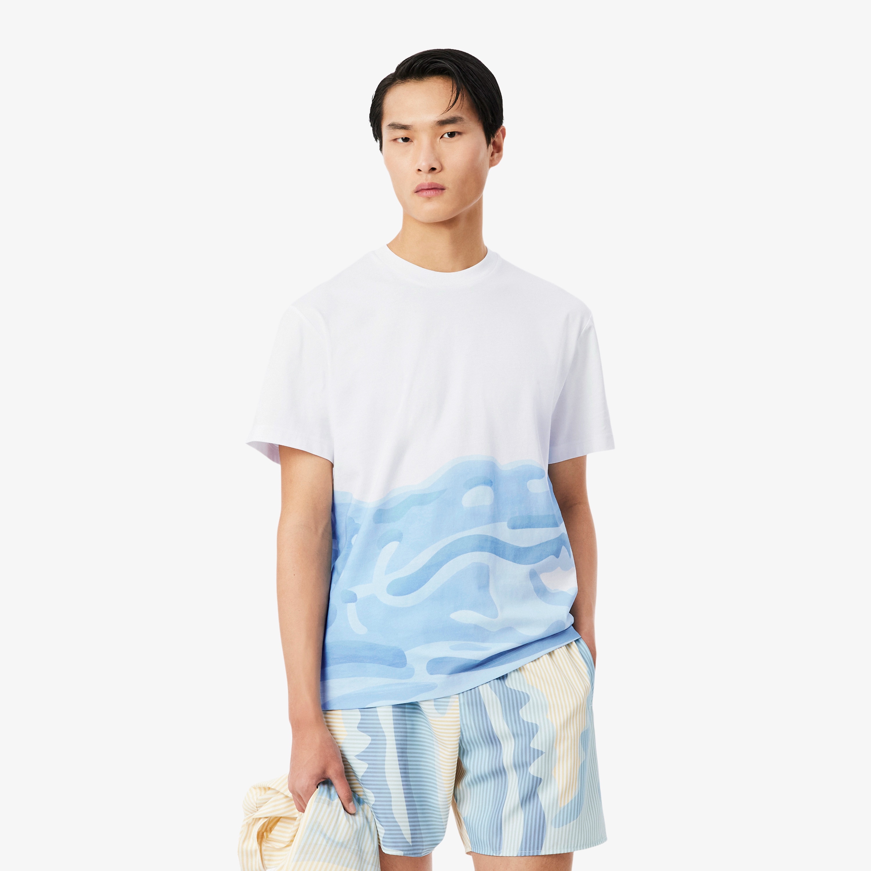 クローズアップワニロゴプリントTシャツ