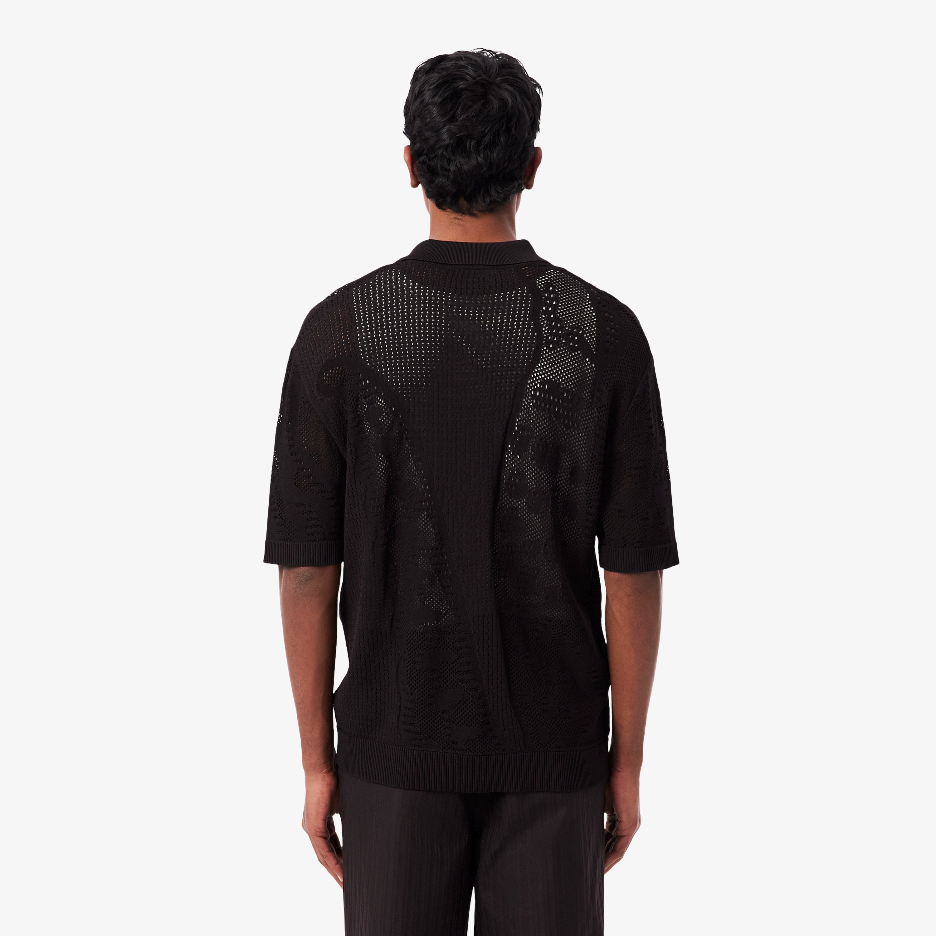 レースニットワニロゴモチーフシャツ