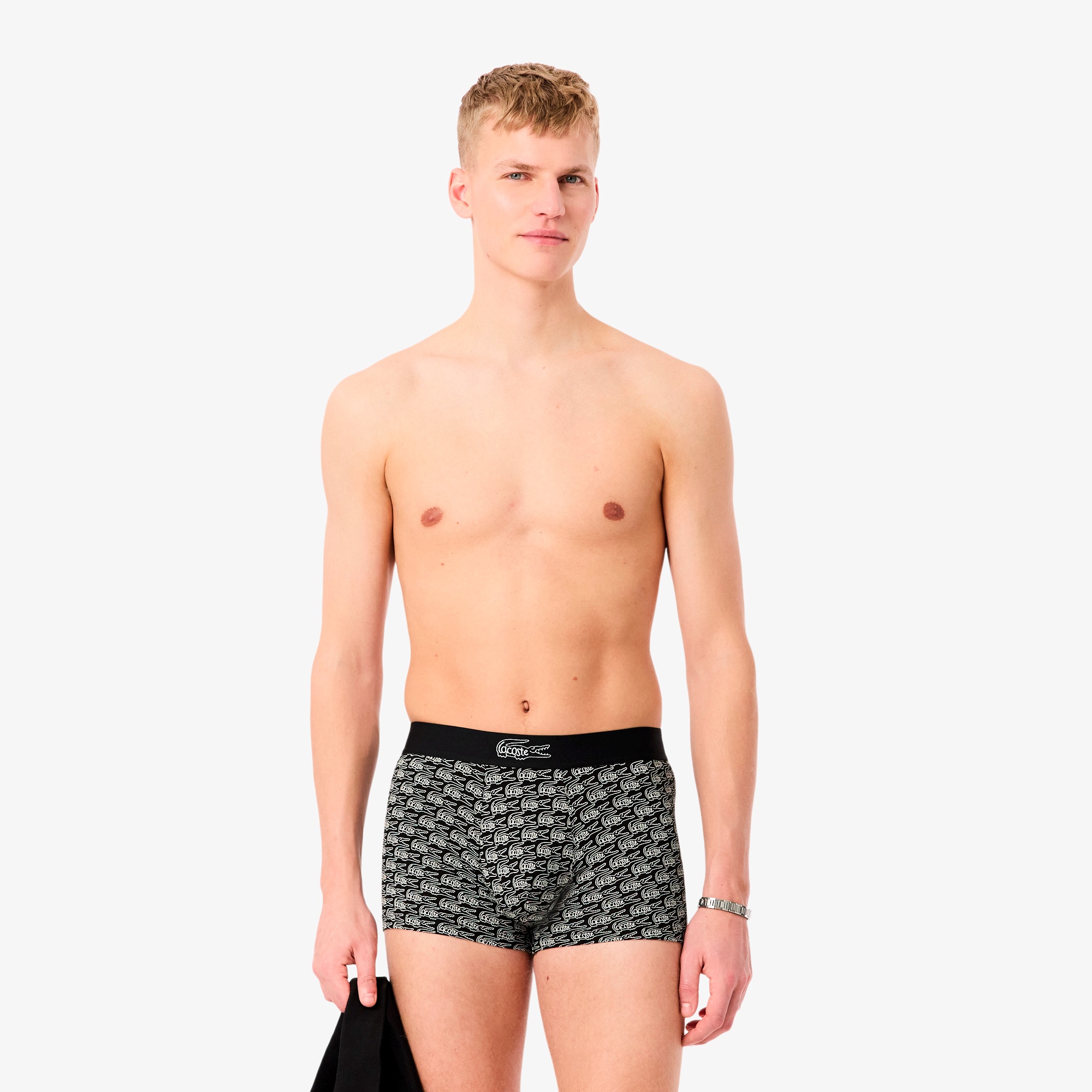 オールオーバーワニロゴプリントストレッチコットントランクショーツ