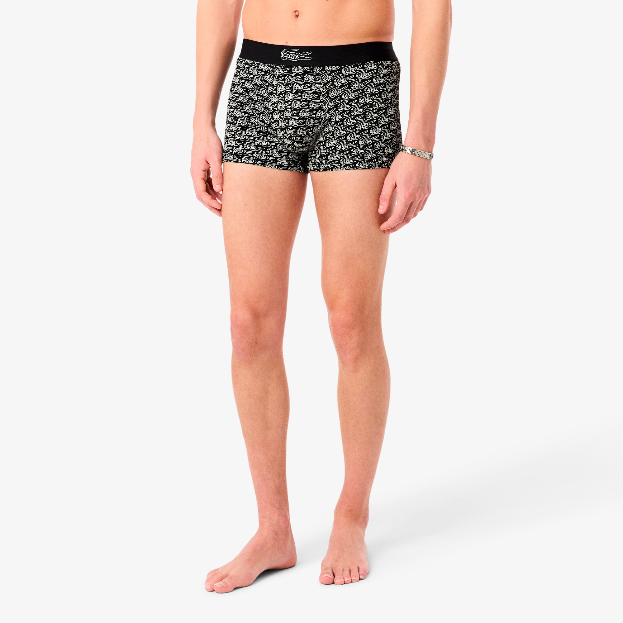 オールオーバーワニロゴプリントストレッチコットントランクショーツ