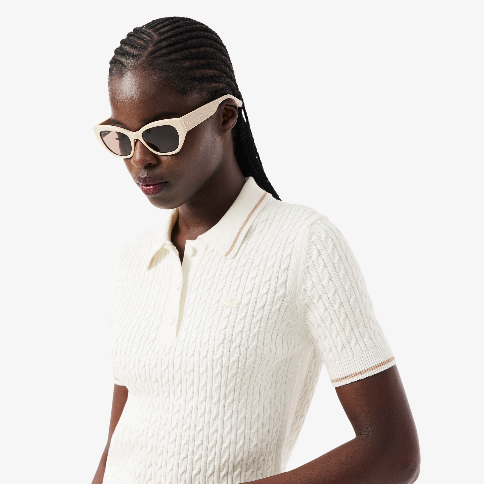 ケーブルニットポロシャツ