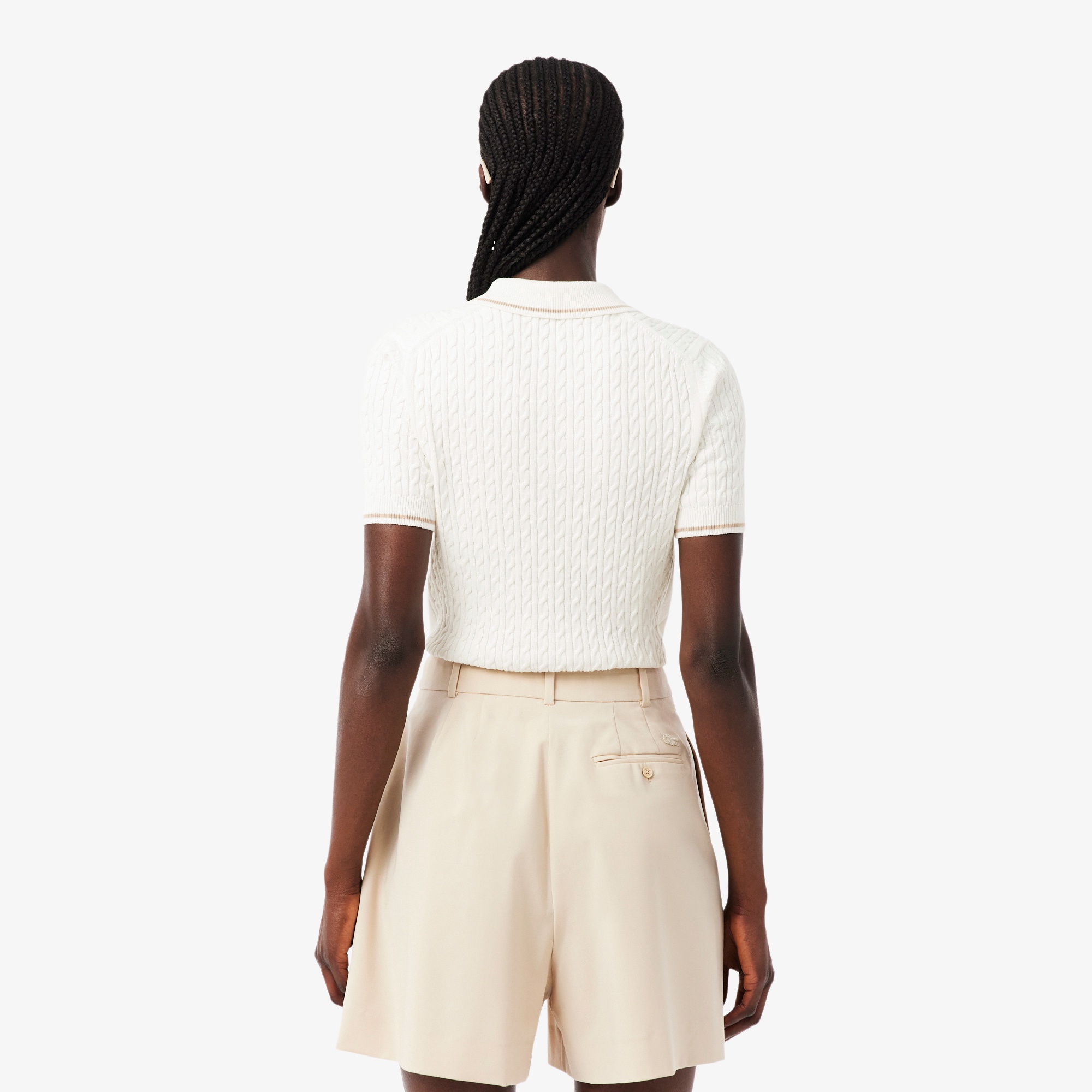 ケーブルニットポロシャツ