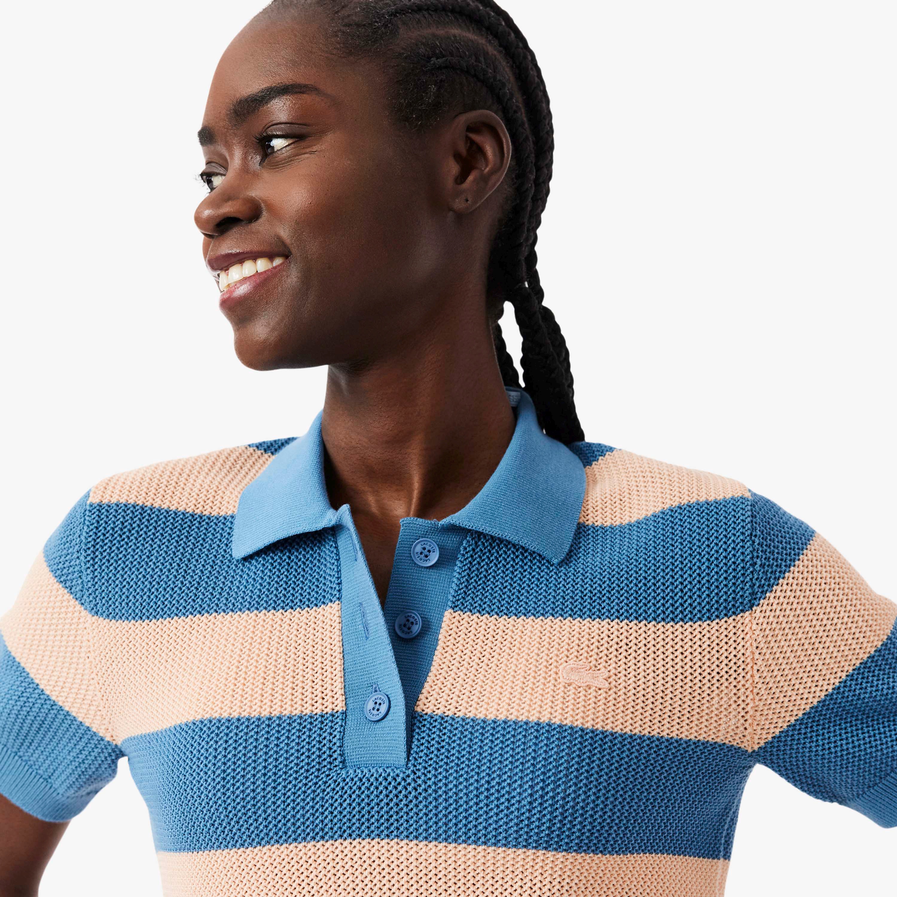 ファットボーダーメッシュニットポロシャツ