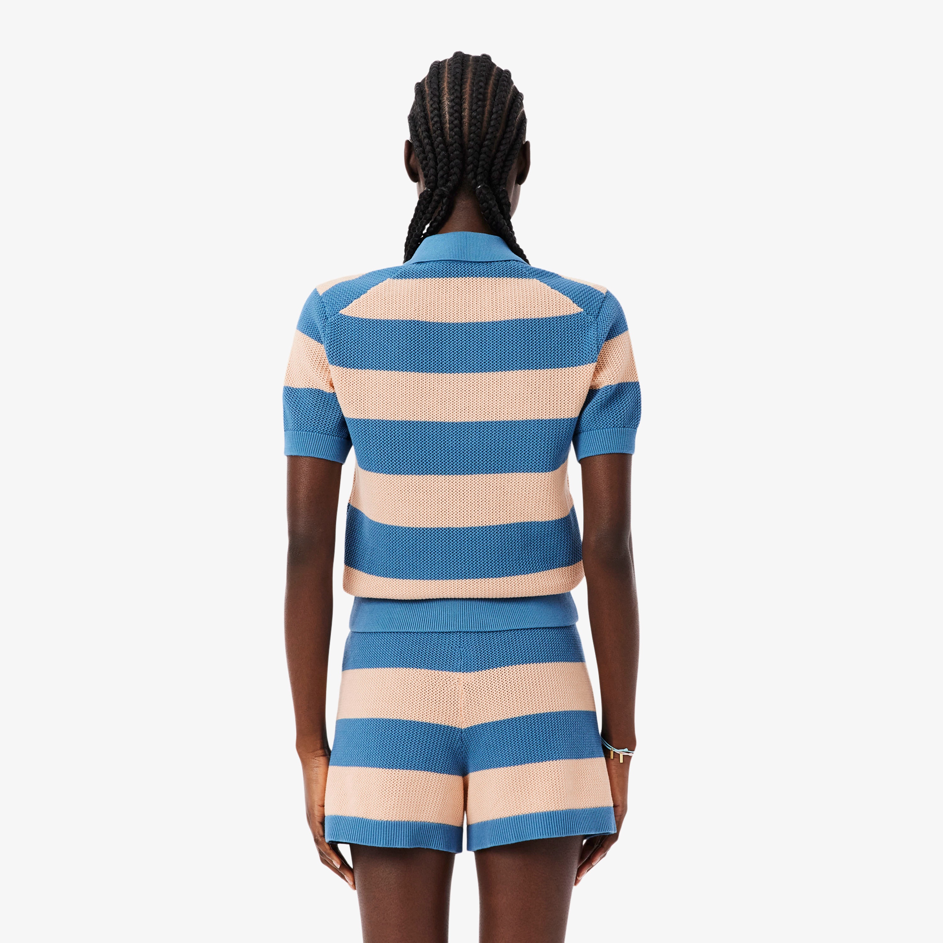 ファットボーダーメッシュニットポロシャツ