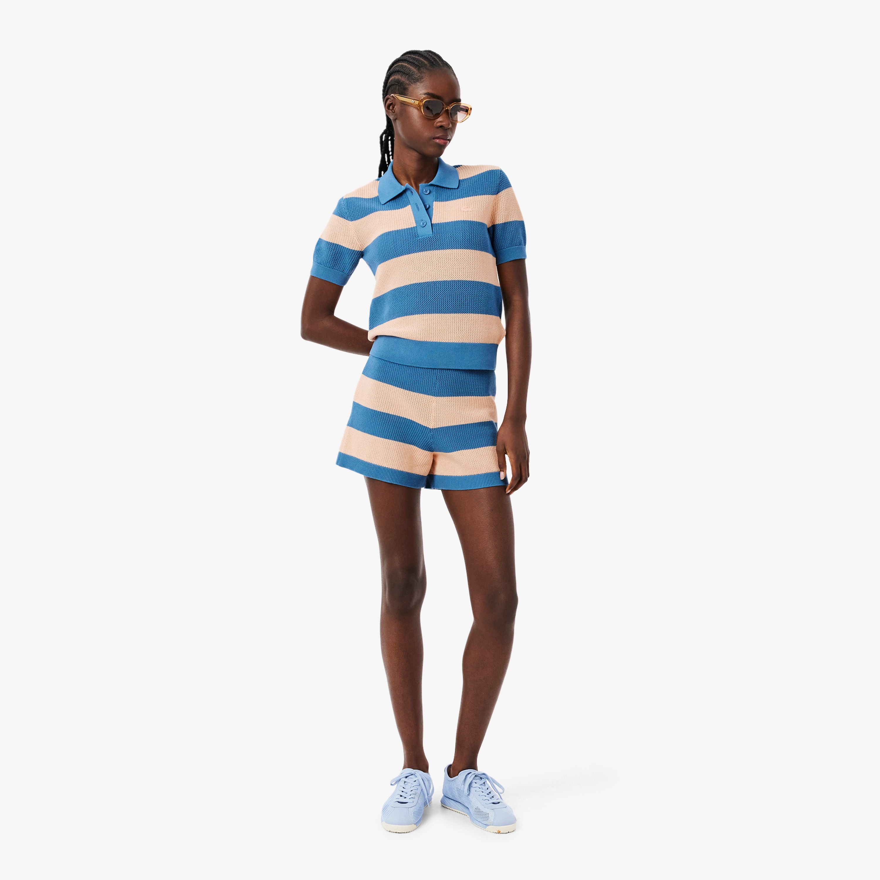 ファットボーダーメッシュニットポロシャツ