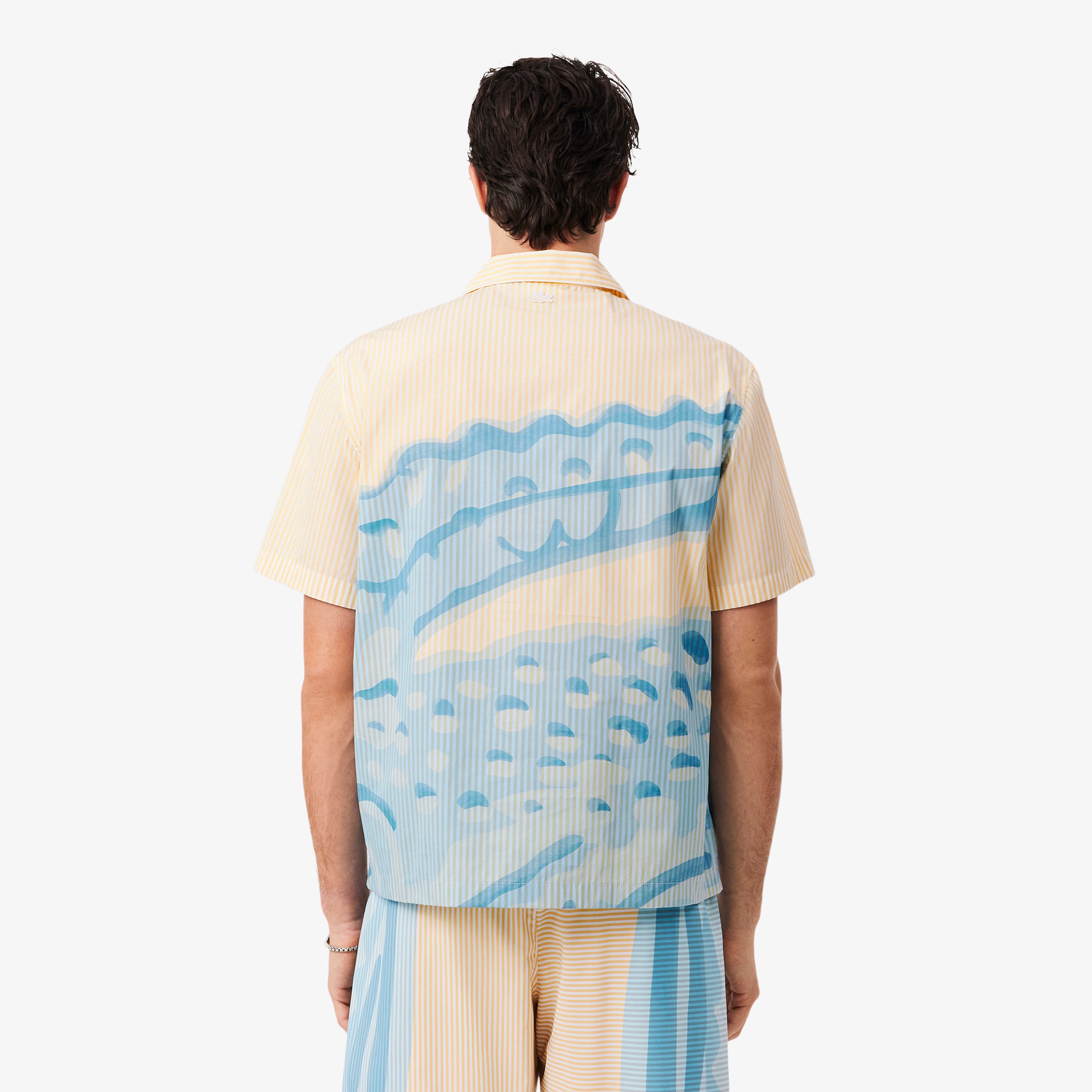 ストライプ&ワニグラフィック オープンカラーシャツ