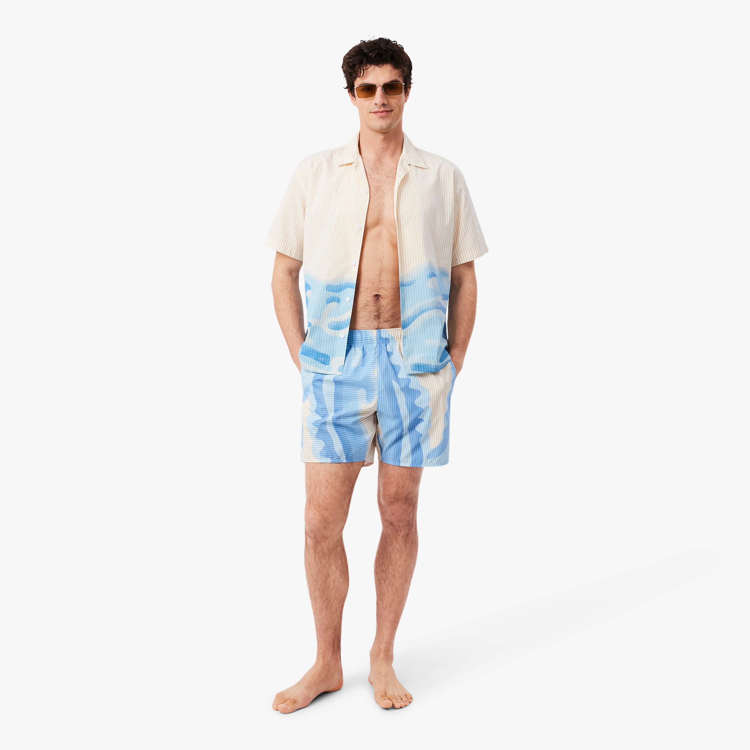 ストライプ&ワニグラフィックスイムショーツ