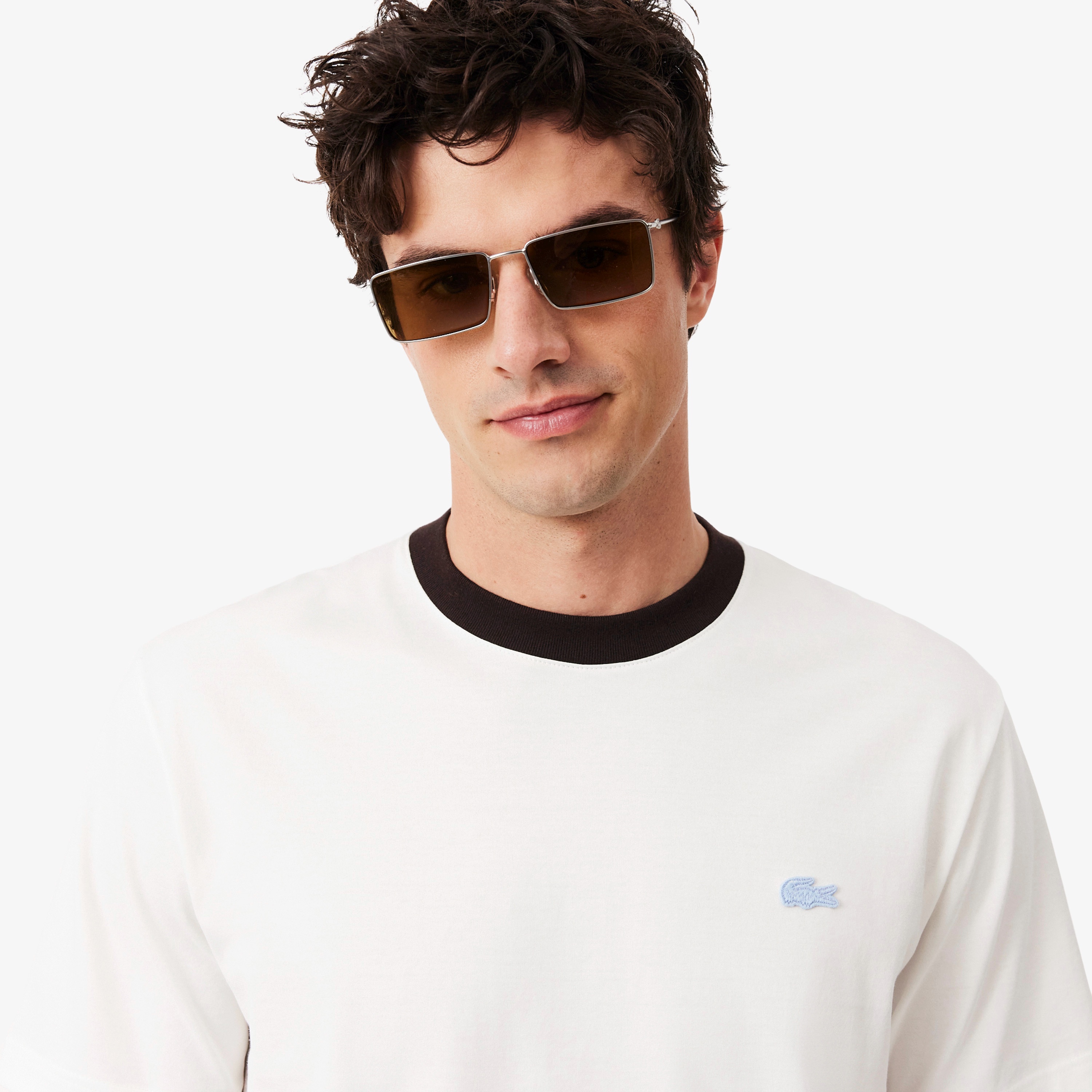 配色ネックリブTシャツ